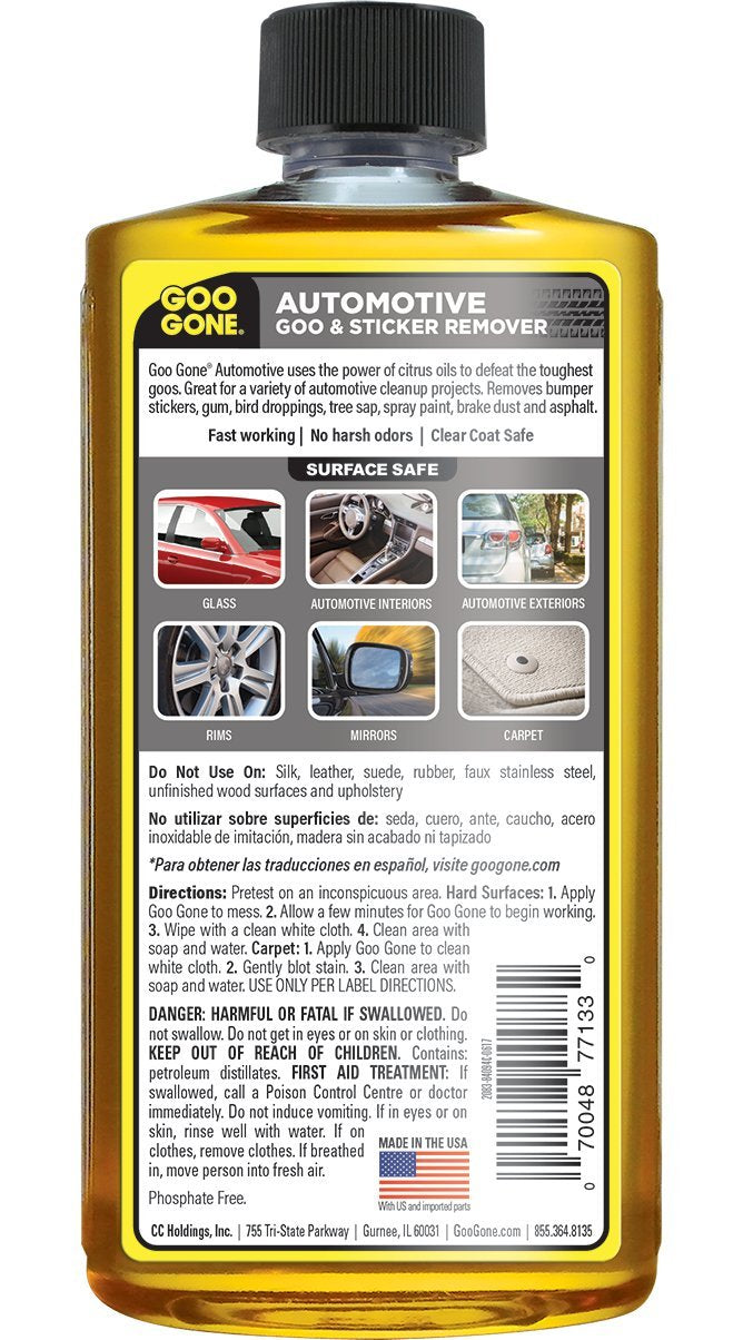 Goo Gone Automotive - Cleans Auto Interiors, Auto Bodies And Rims, Removes Bugs & Stickers - 16 Fl. Oz.