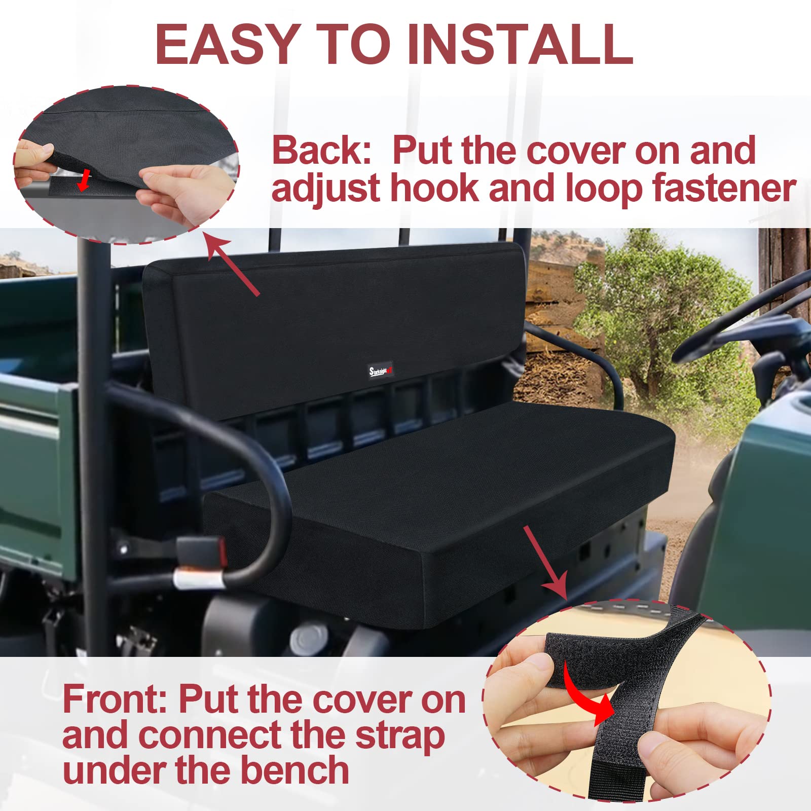 StarknightMT UTV Bench Mule Seat Cover Seat Covers Compatible with Kawasaki Mule 3010 4010 3000 3020 4000 2001-2022 Mule Accesso