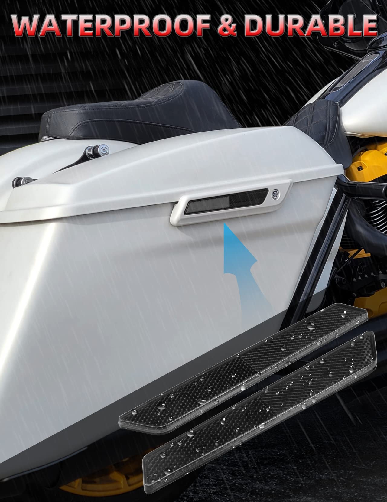 Amazicha Black Reflectors Compatible For Harley Street Glide Electra Glide Road Glide Road King Latch Covers Saddlebags Side Vis