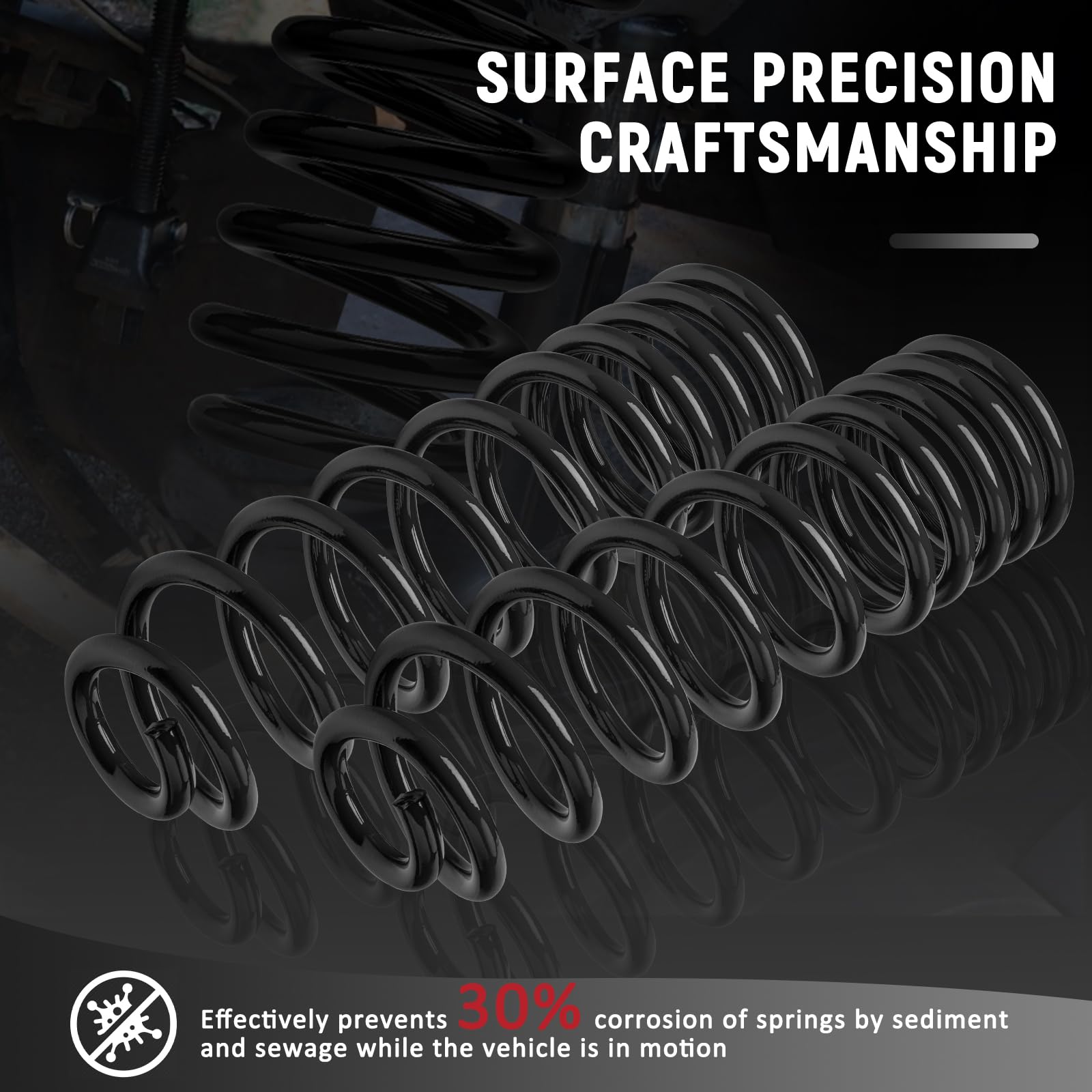 THOCAC Heavy Duty Coil Springs for 2009-2018 Ram 1500, 70% Extra Load Capacity, 1" Lift, Black, Model CS-R1500-930-