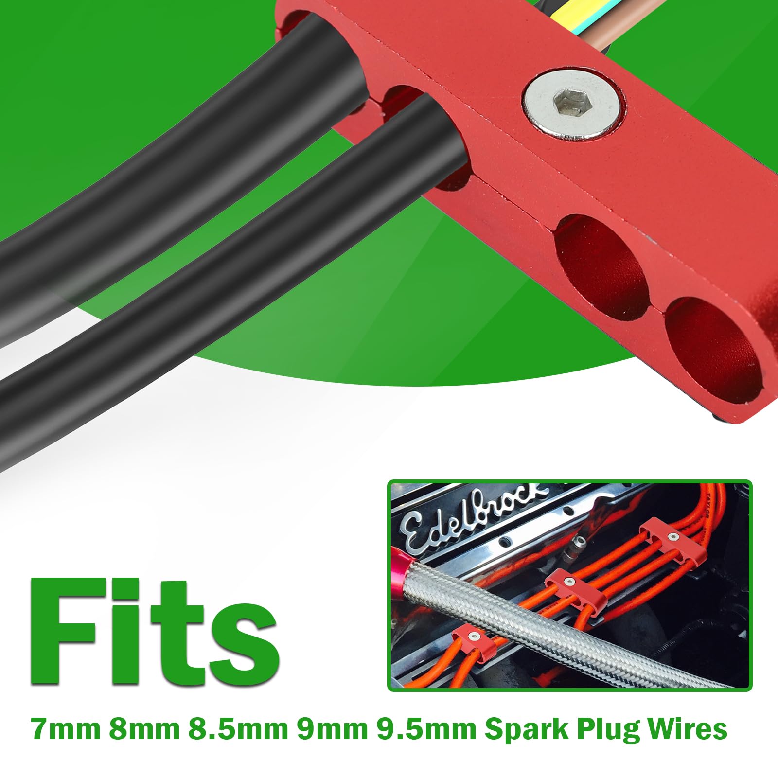 Easyberg Spark Plug Wire Separators Aluminum Kit, 7Mm 8Mm 9.5Mm Engine Spark Plug Wire Separator Divider For Looms Sbc 350(Red)