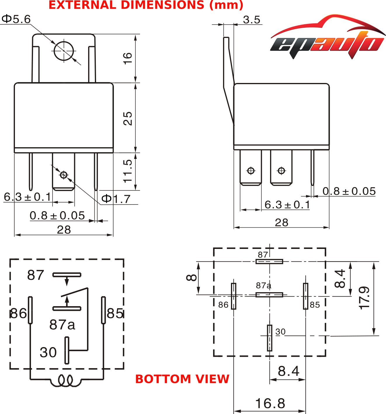 Epauto 30/40 Amp Relay Harness Spdt 12V, 5-Pin Spdt Bosch Style - 5 Pack