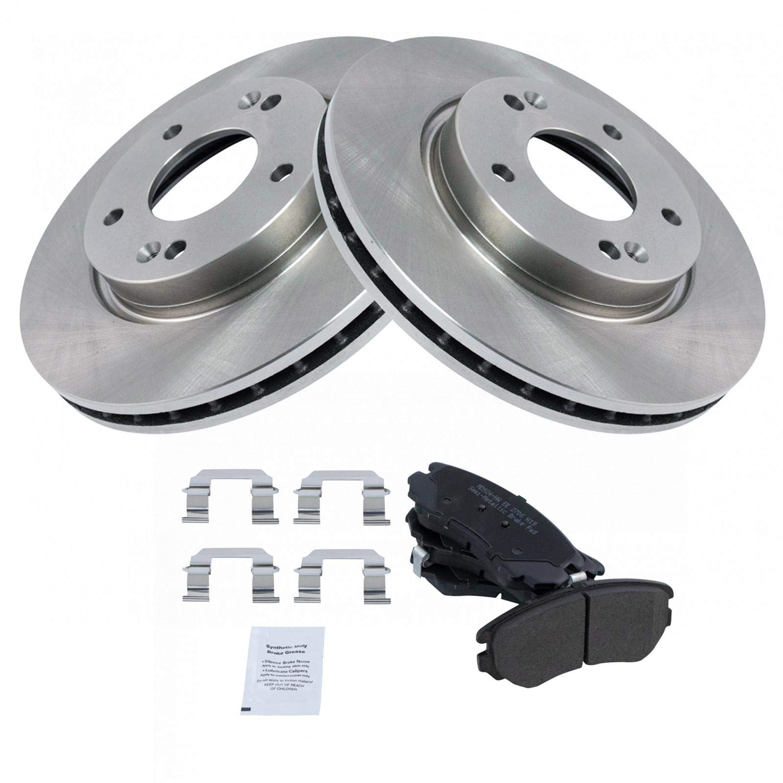 Trq Front Brake Pad & Rotor Kit Brake Pads Brake Rotor Semi-Metallic Compatible With 2007-2010 Hyundai Elantra