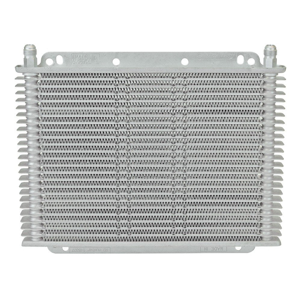 Flex-A-Lite (400123) Stacked Plate 23-Row Transmission Cooler, 11 X 7 7/8 X 3/4 With 3/8 Inch Barbed Fittings