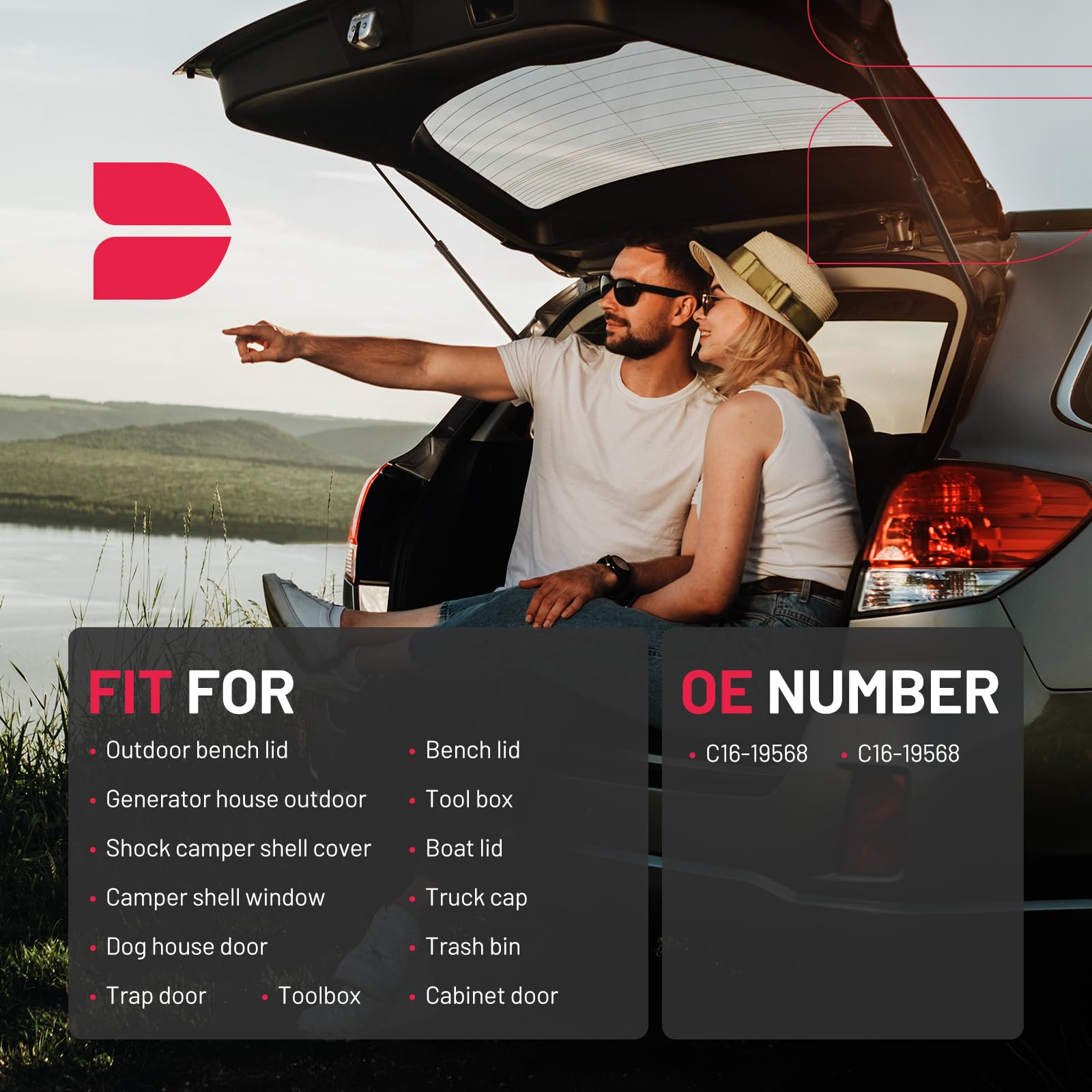 Bdfhyk C16-19568 16 Inch 40Lbs/(178N Gas Strut Shock Lift Support For Are Leer Camper Shell Topper Rear Window, Truck Bed Cover,