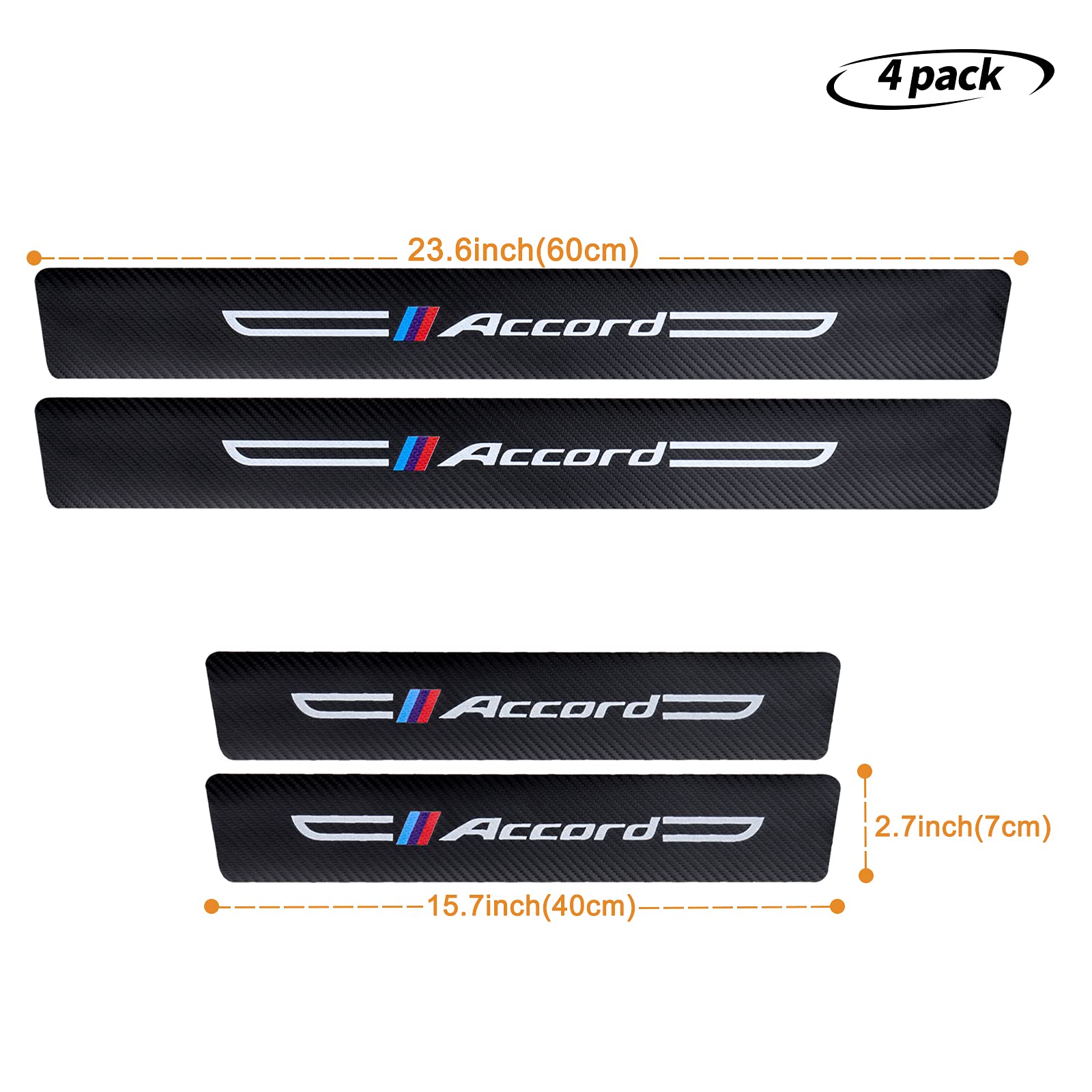 Cotree 4Pcs Carbon Fiber Textured Leather Car Door Sill Protector Compatible With Accord, Car Door Threshold Protector, Car Door