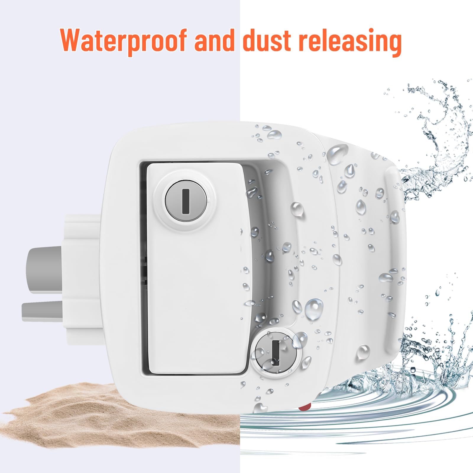 Welluck Rv Entry Door Lock W/Paddle Deadbolt, 100% Metal Camper Door Latch Handle, Zinc Alloy Rv Door Lock Replacement Kit For Camper Horse Travel Trailer Cargo Hauler, Polar White, Not Key Alike