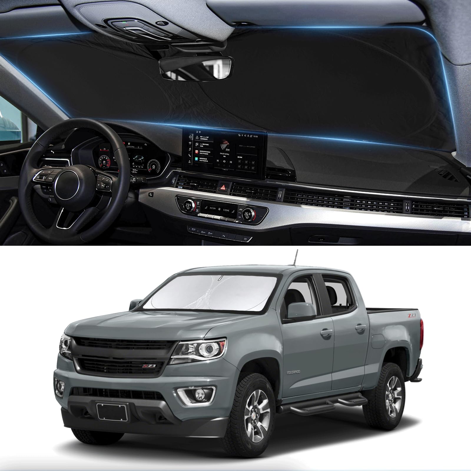 For Chevy Colorado 2025 Windshield Sun Shade Sunshade- For Chevrolet Colorado 2015-2022 2023 2024 Truck Accessories Windshield C