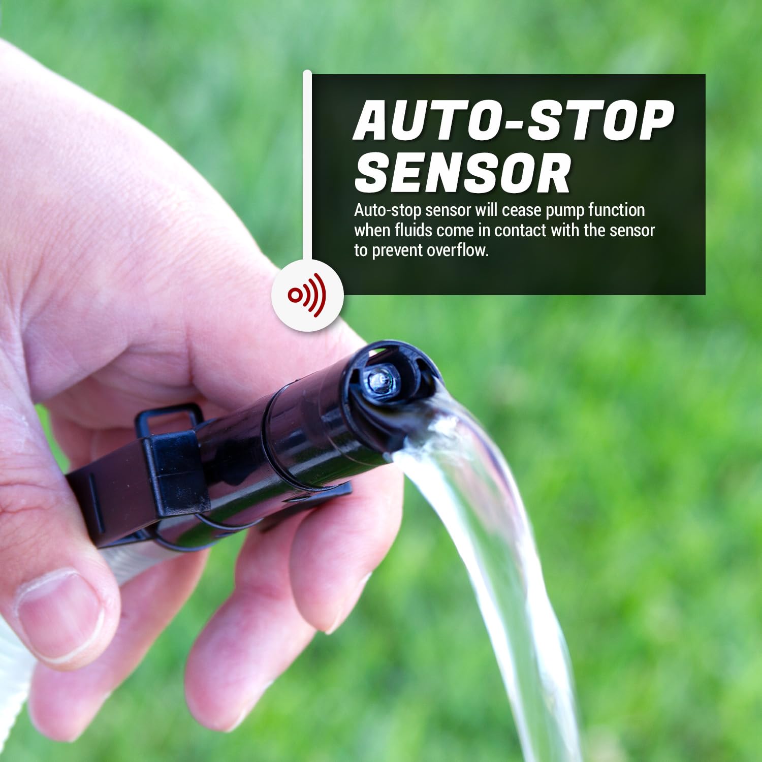 TERA PUMP Multipurpose Fuel Transfer Pump w/Auto Stop Sensor - Powerful Motor, 2.6 GPM, Battery Powered, Portable Gas Pump, 4.1ft Discharge Hose