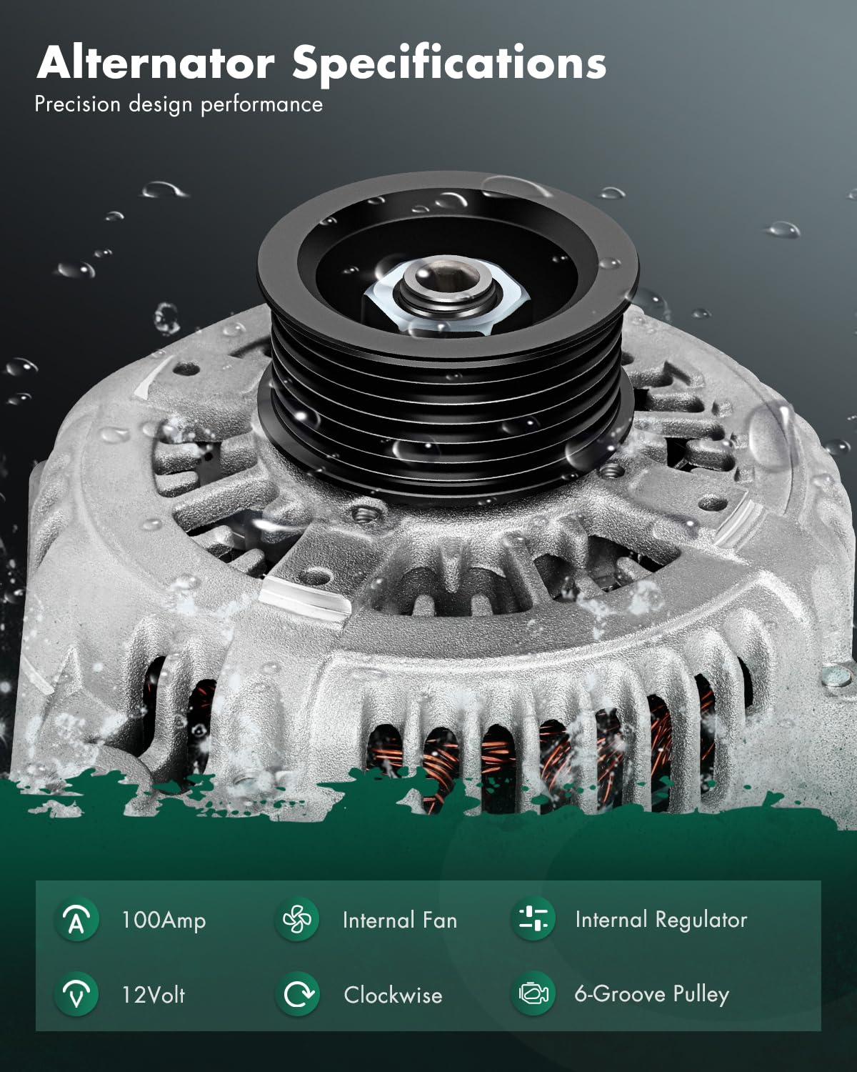 SCITOO Alternator Compatible with 2000 2001 2002 for Toyota Tundra for Sequoia 4.7L V8 00 01 02-12V 100Amp CW 6-Groove Pulley, 1