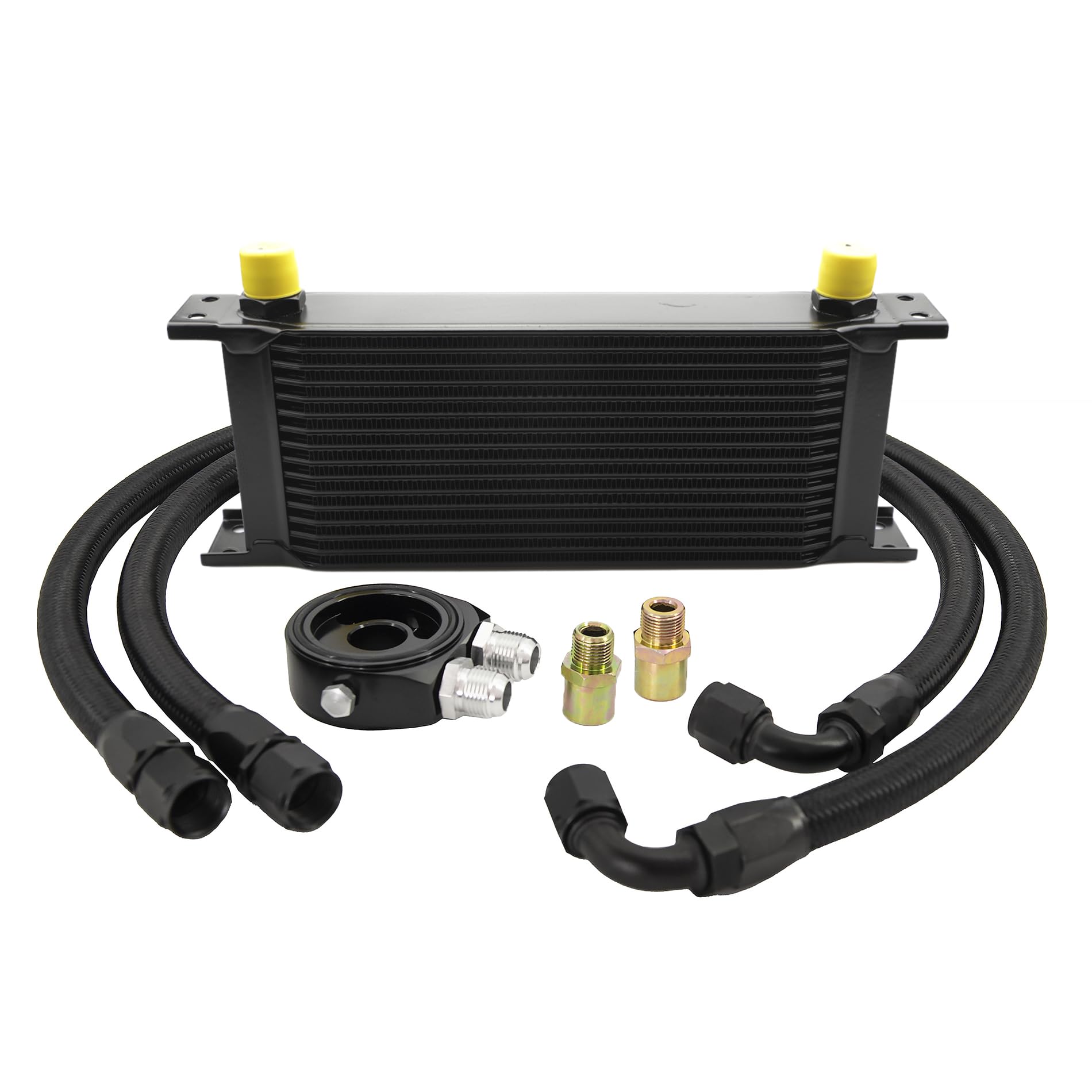 ZHSYMX 15 Row AN10-10AN Stacked Plate Oil Cooler Universal Engine Transmission British Radiator Oil Cooler Condenser with Fuel L