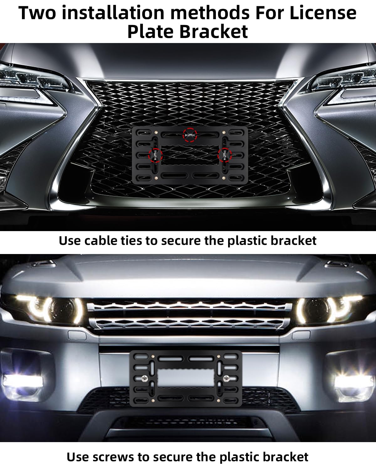 Xclpf Front License Plate Bracket,No Drill License Plate Holder,License Plate Mounting Kit,Universal Bumper Car Frame Mount Adap