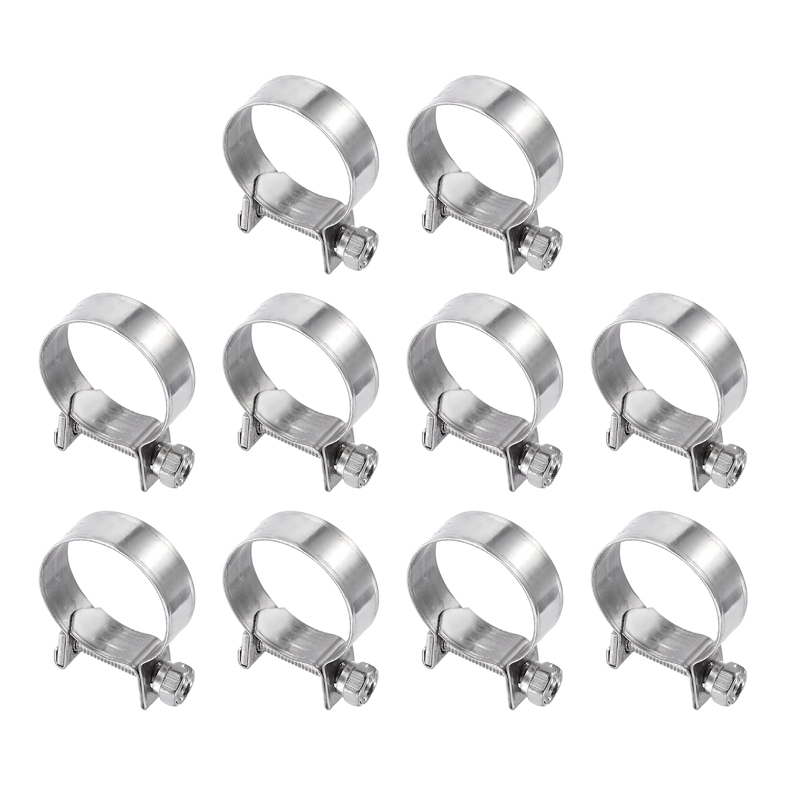 HARFINGTON 10pcs Fuel Injection Hose Clamp 21-23mm Adjustable 304 Stainless Steel Mini Gas Line Hose Clamp for Automotive Agricu