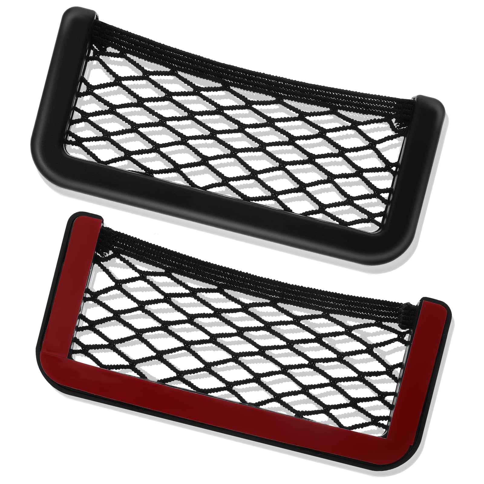Frienda 2 Pcs Abs Plastic Frame Car Storage Net Bag Phone Car Mesh Net Holder Rv Storage Boat Cargo Pocket Organizer Framed Mesh