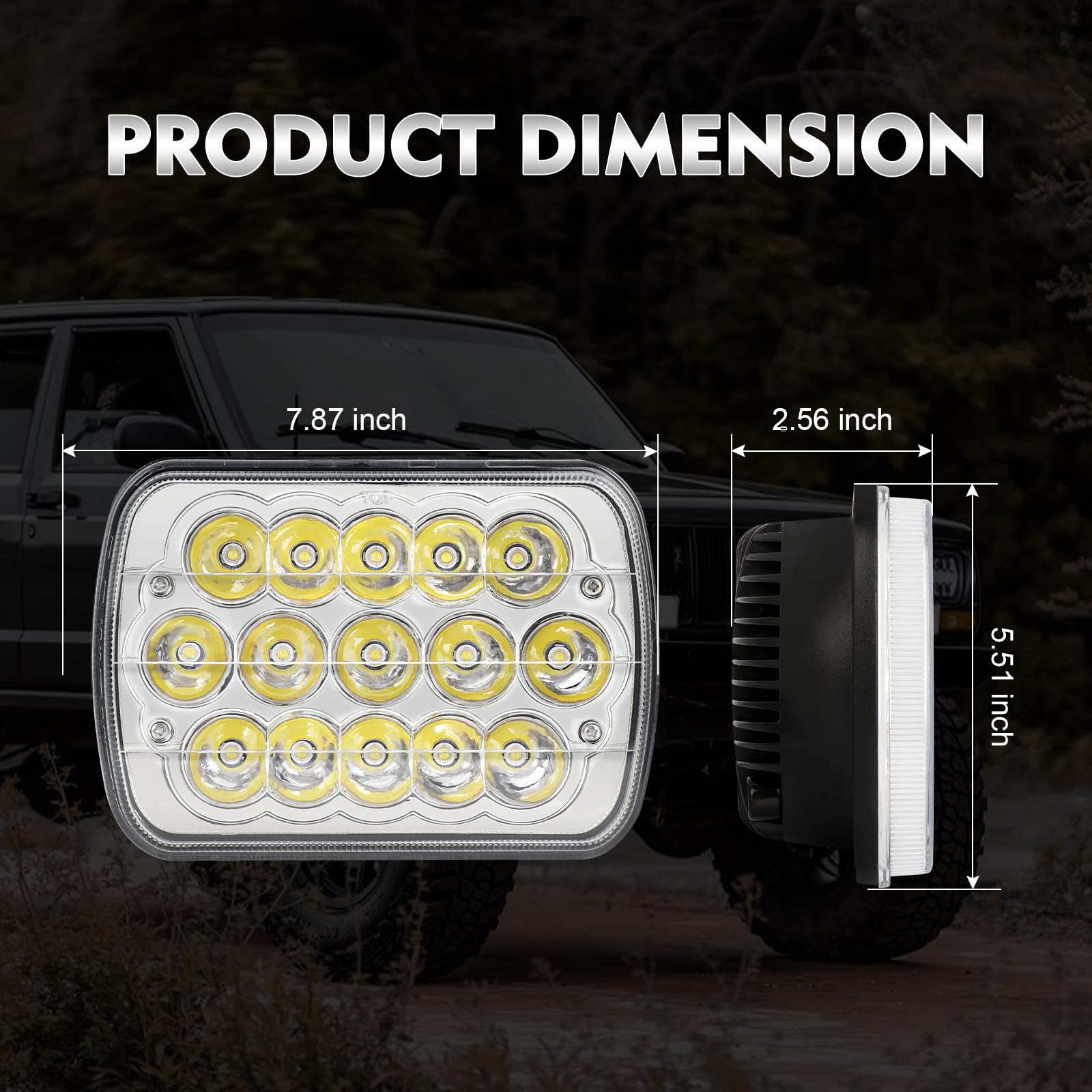 Aaiwa 2PCS Led Headlights 5x7 45W Sealed Beam Headlight Hi/Low Rectangle Headlight Compatible with Chevy Express 1500 2500 3500