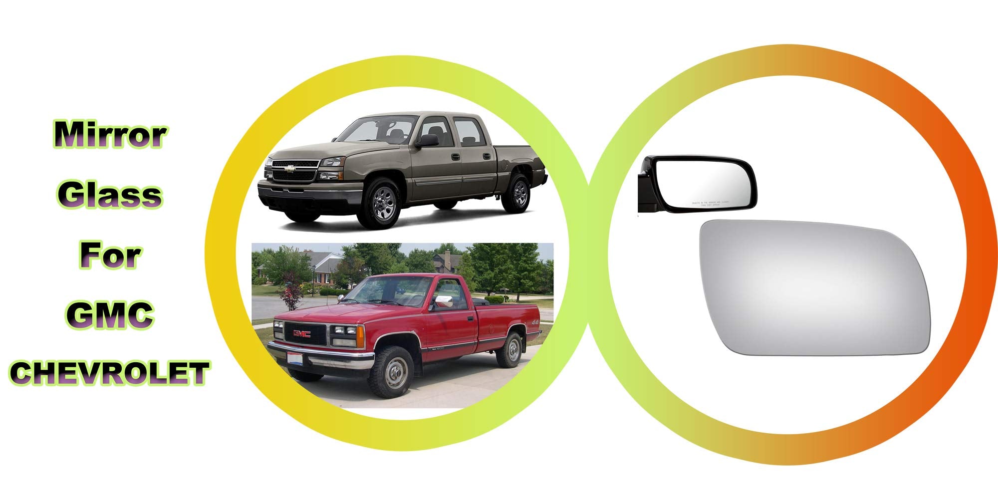 Wllw Mirror Glass Replacement For Chevy Gmc 1992'S - 2000'S Truck Passenger Side