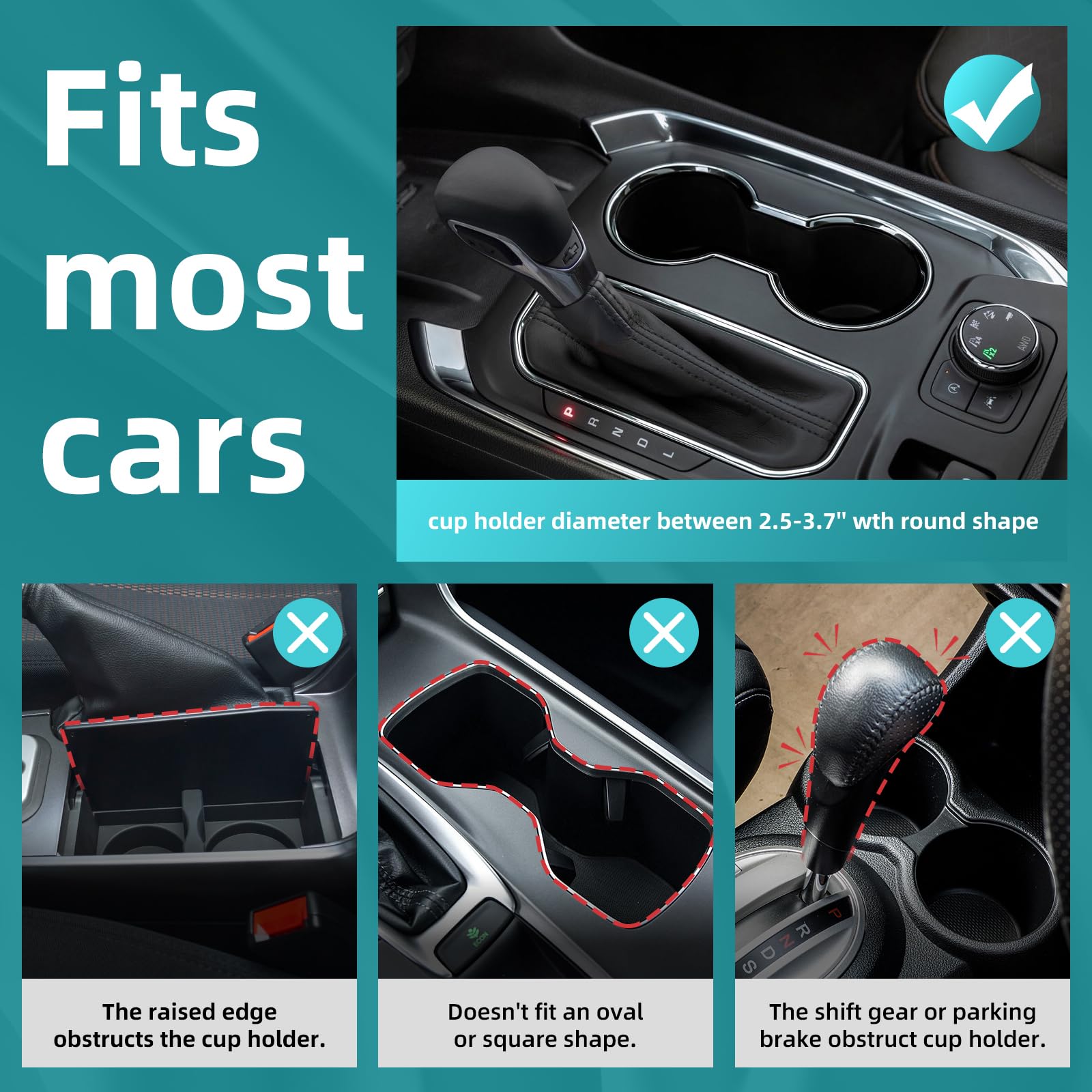 TYKOR Car Cup Holder Expander Adapter with Offset Base, Cup Holder Extender for Car Compatible with Yeti 14/24/36oz, Hydro Flask