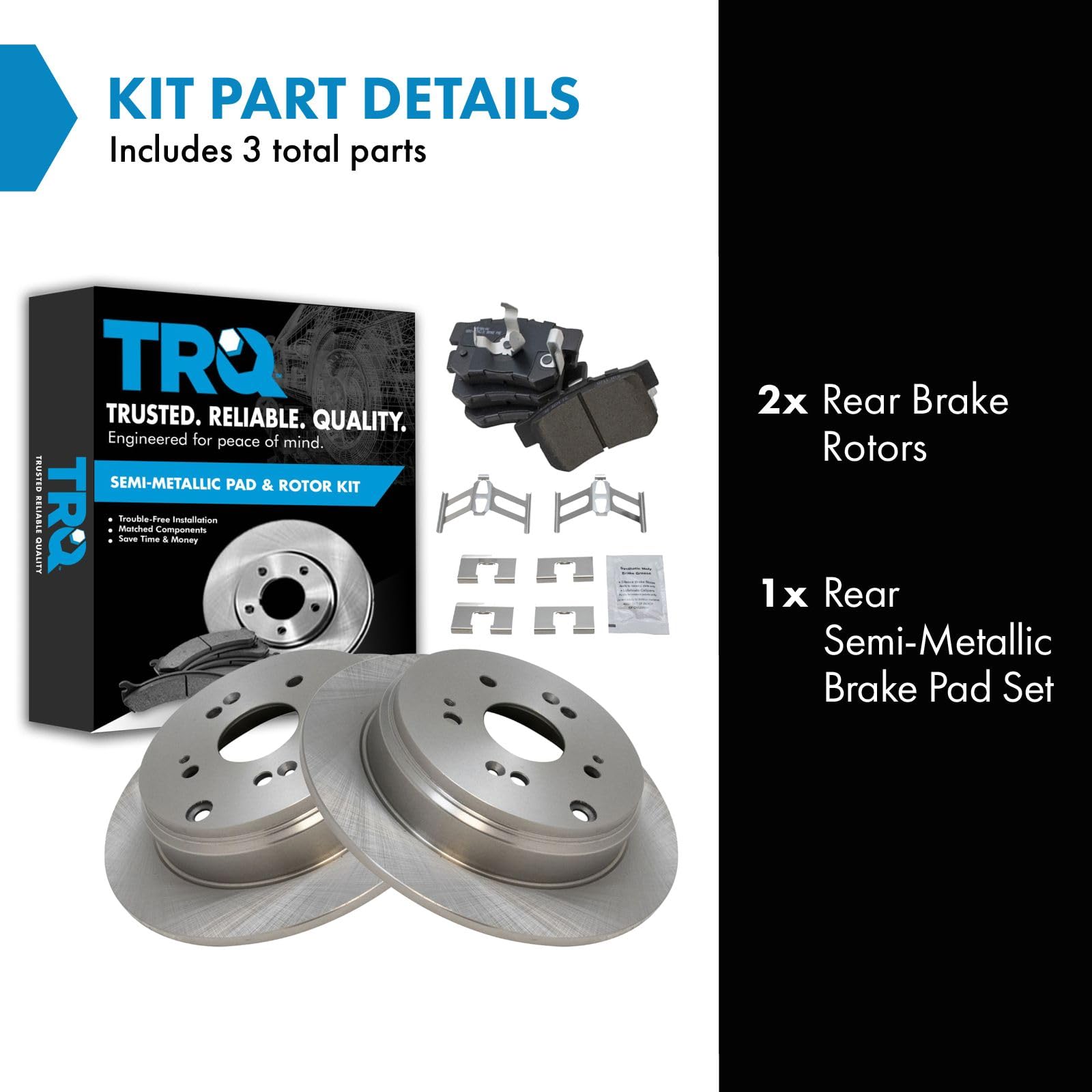 Trq Rear Brake Pad & Rotor Kit Brake Pads Brake Rotor Semi-Metallic Compatible With 2010-2018 Acura Rdx 2005-2016 Honda Cr-V