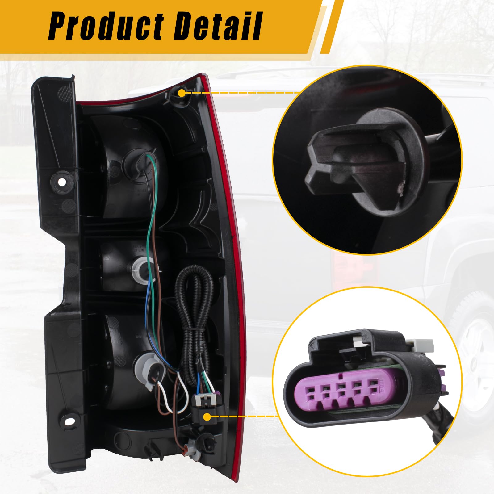 Boine Right Passenger Side Tail Light Compatible With 2007-2014 Chevrolet Chevy Tahoe Suburban 1500 2500 Rear Light Housing Brak