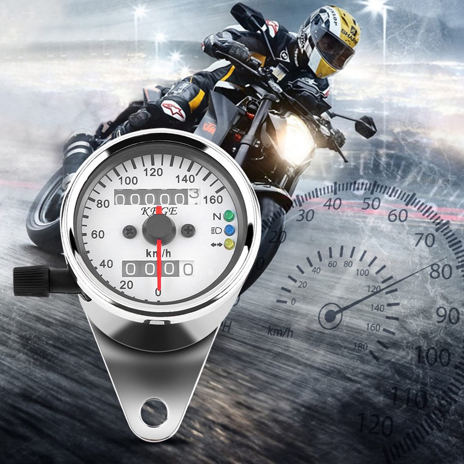 Motorcycle Odometer Speedometer Gauge Signal Dual Digital Display Km/H Universal 1Pc(Black)