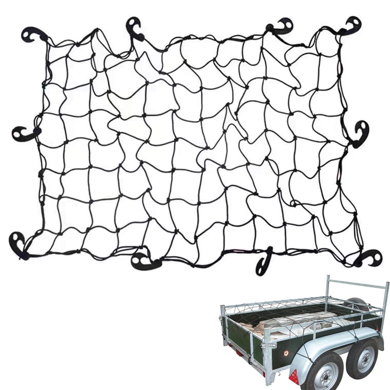 Cargo Roof Nets For Car, Bungee Net For Bike Luggage With Plastic Hooks, Secure Transport For Camping Gear And Travel Essentials