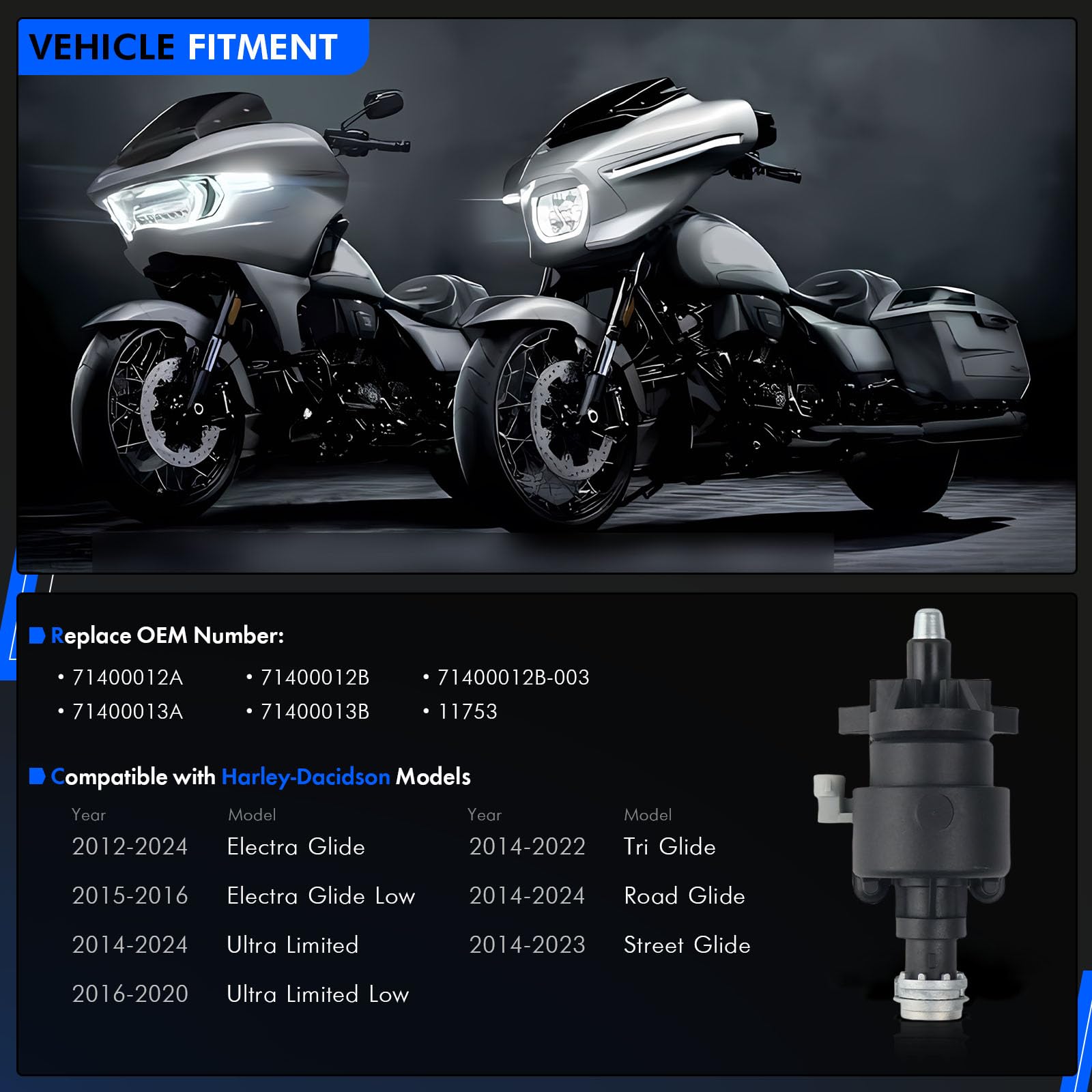 Upgrade 71400012B Ignition Switch Lock Housing Assembly Fit for 14-24 Harley Davidson Electra Road Street Tri Glide Touring Ultr