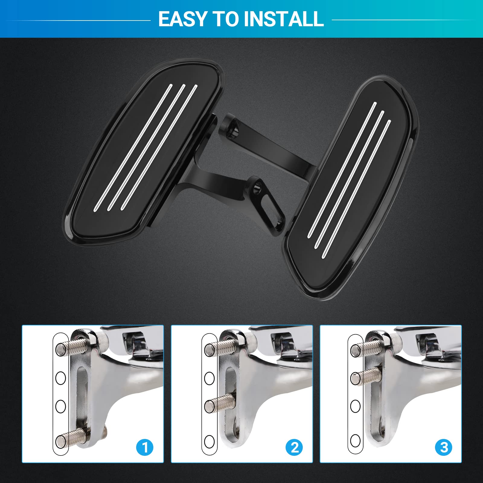 Motorcycle Passenger Floorboards - Black Streamline Footboards With Mount Bracket Kits Compatible With Street Glide Road King Electra Glide Touring Models 1993-2023