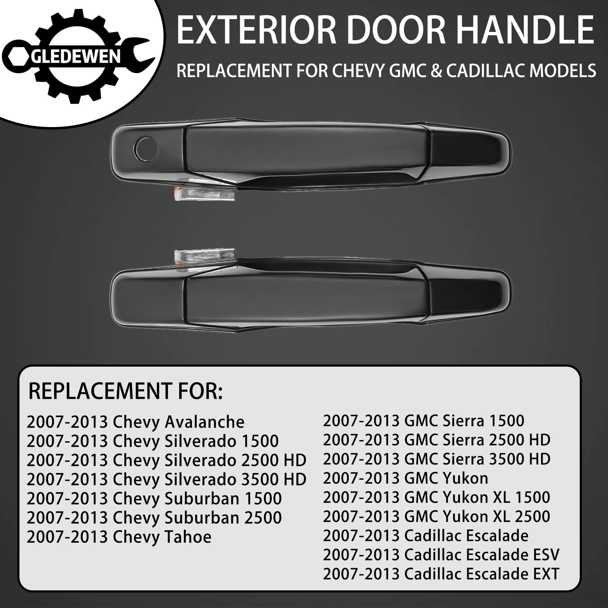 Exterior Door Handle Set, Compatible With 2007-2013 Chevy Silverado Suburban Tahoe Avalanche, Gmc Sierra Yukon, Cadillac Escalad