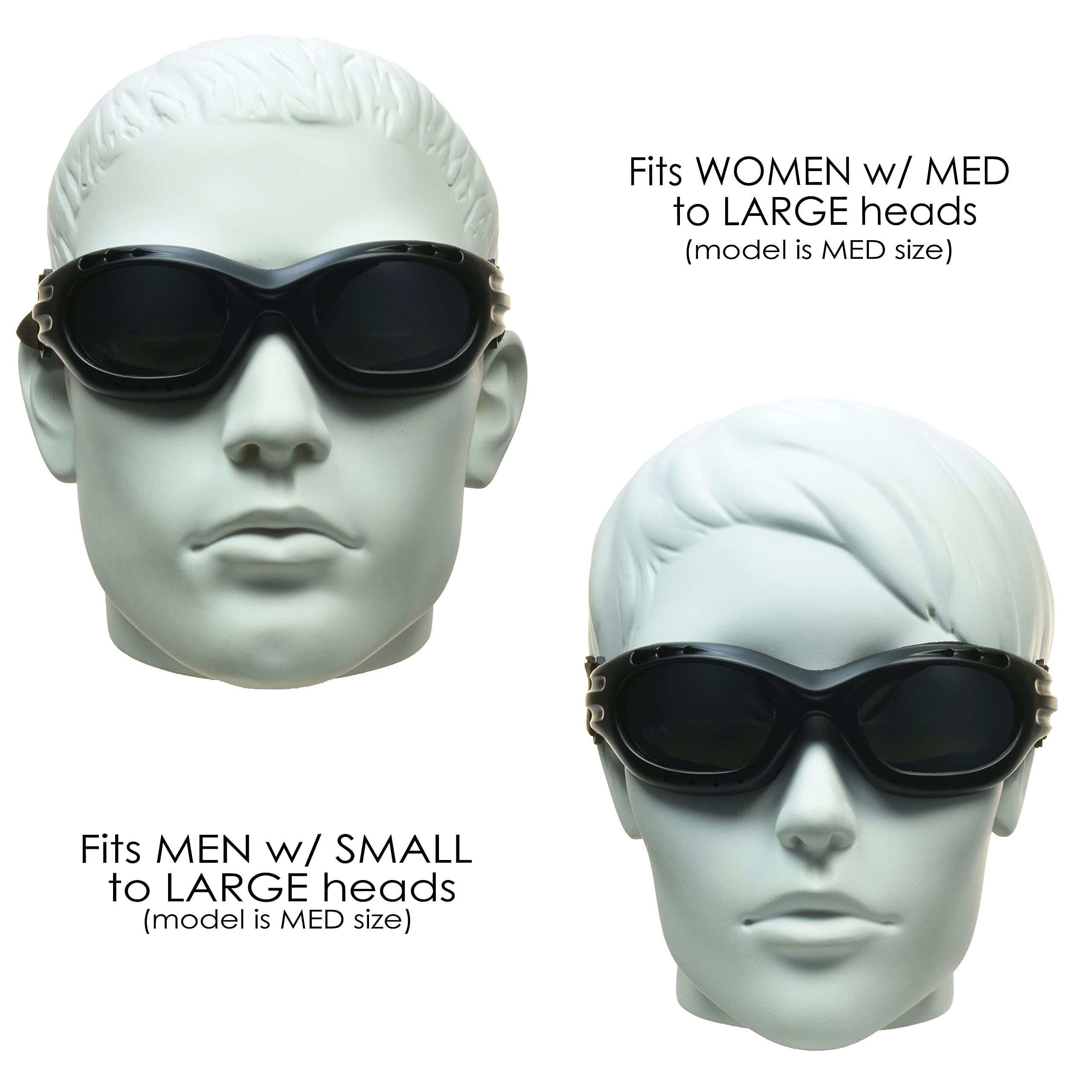 Bikershades Motorcycle Goggles Sunglasses Smoke & Clear Foam Cushion Adjustable Strap Ski Sky Diving