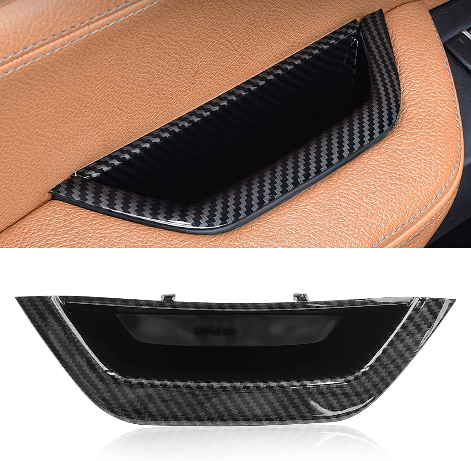 Jaronx Compatible With Bmw X3/X4 Door Handle, Carbon Fiber Pattern Driver Side Door Handle Cover Armrest Handle Cover Door Handle Compartment Compatible With Bmw X3 F25 2010-2016, X4 F26 2014-2017
