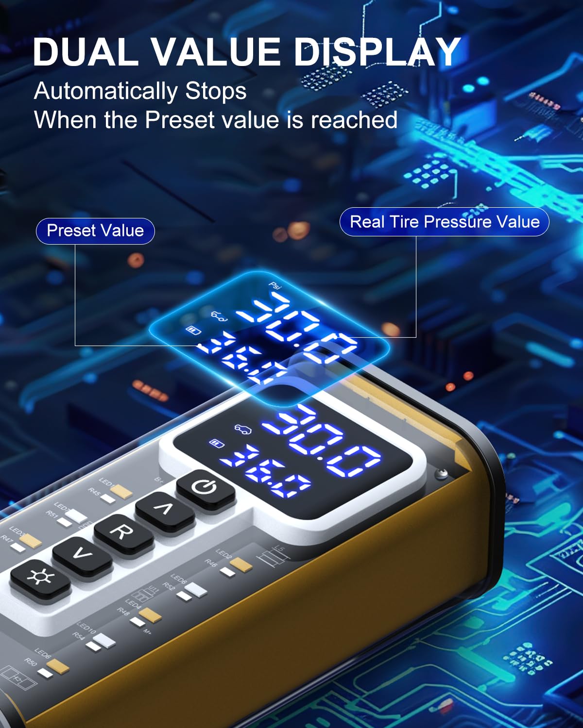 Tire Inflator Portable Air Compressor, 20000Mah Air Pump For Car Tires, 150Psi Tire Infltor, 12V Dual Power Supply,Tire Pressure