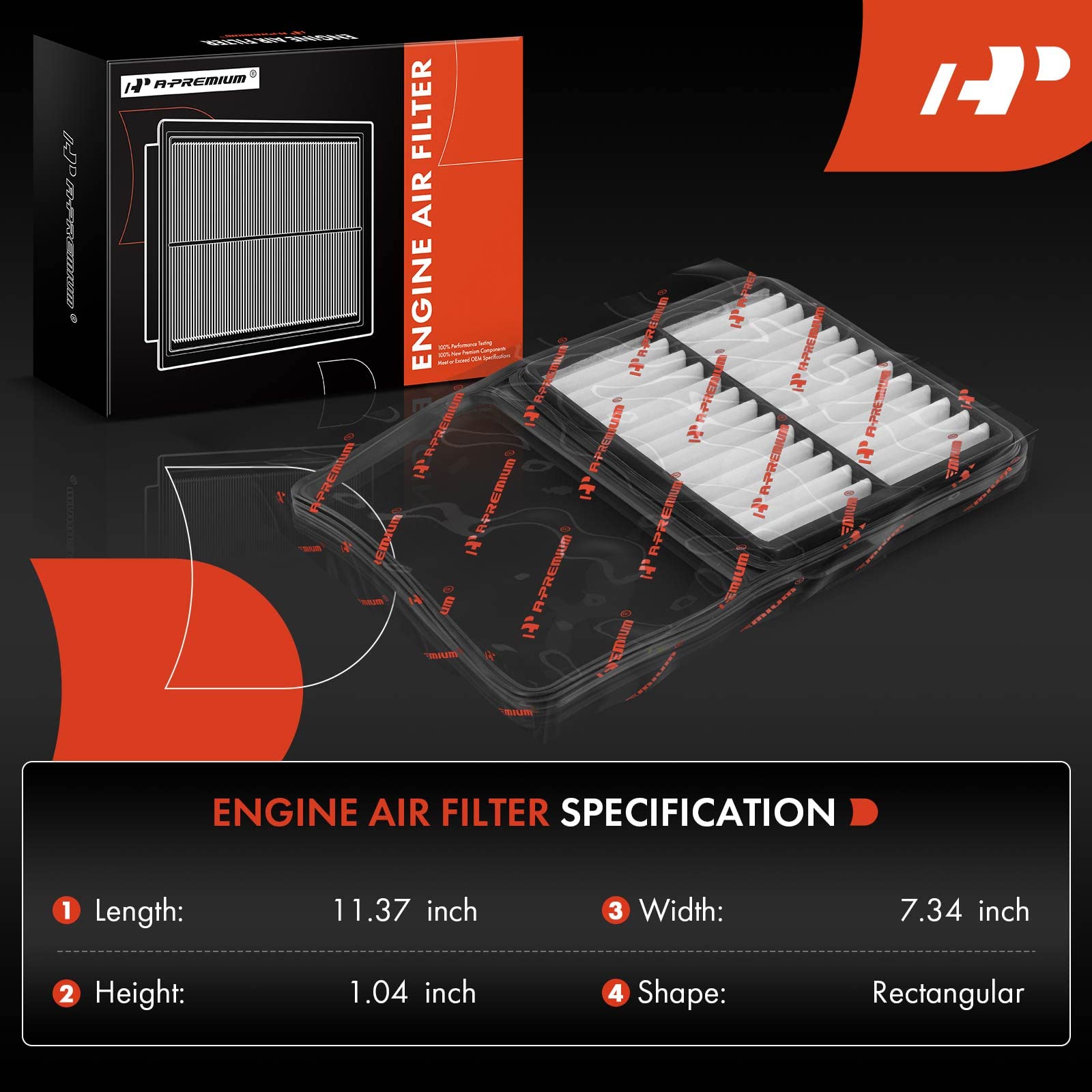 A-Premium Engine Air Filter Compatible with Toyota Prius 2004 2005 2006 2007 2008 2009 L4 1.5L, Rigid Panel Air Filter, Replace#