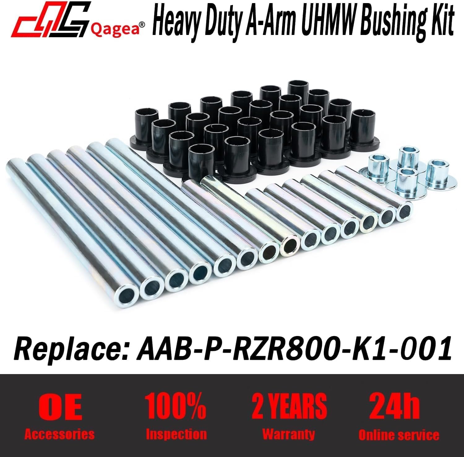 Qagea Heavy Duty A-Arm UHMW Control Arm Bushing Kit Replacement for 2008-2014 Polaris RZR 800, 2009-2014 Polaris RZR S 800, 2010
