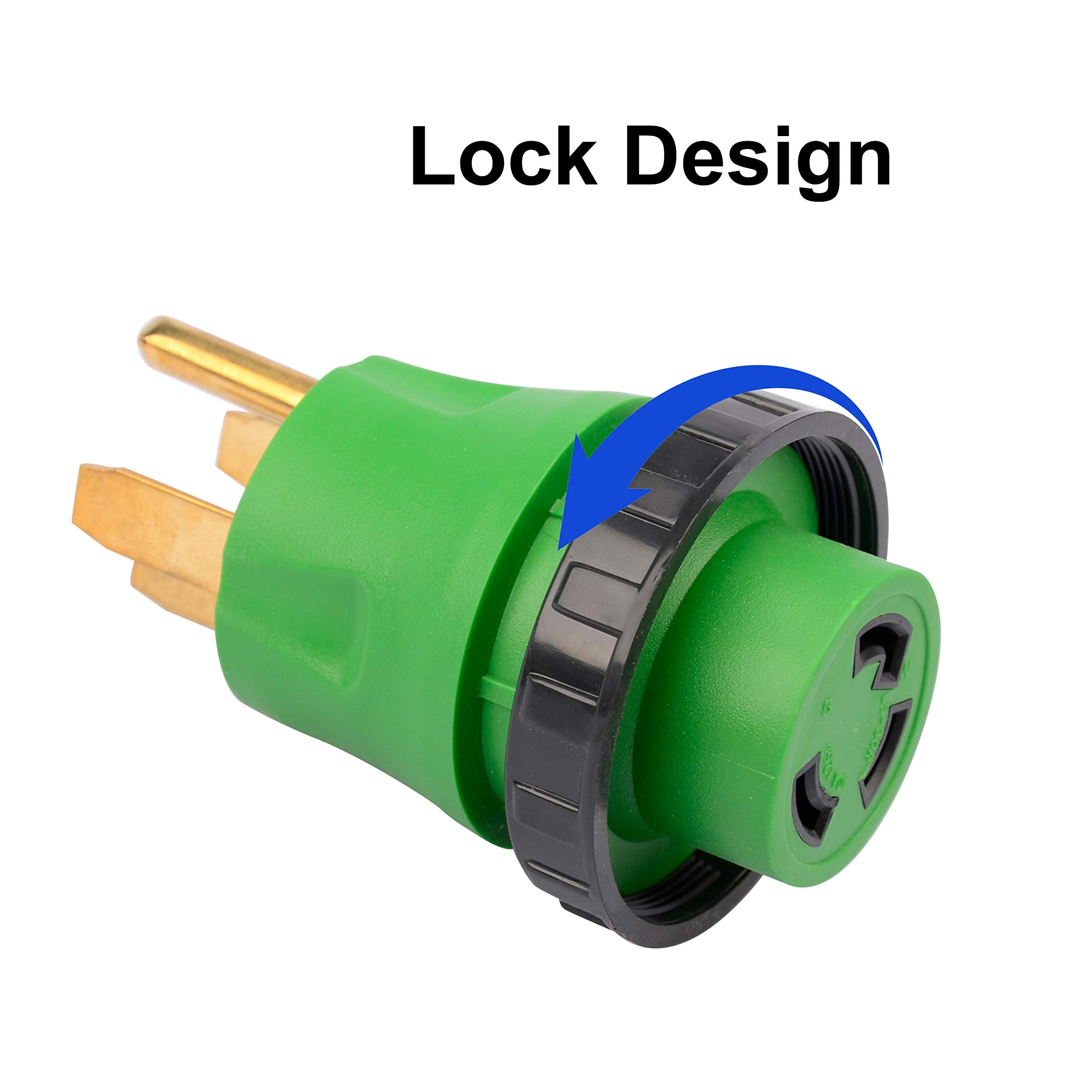 Rvguard 50 Amp To 30 Amp Rv Adapter Plug With Locking Connector, 14-50P To L5-30R