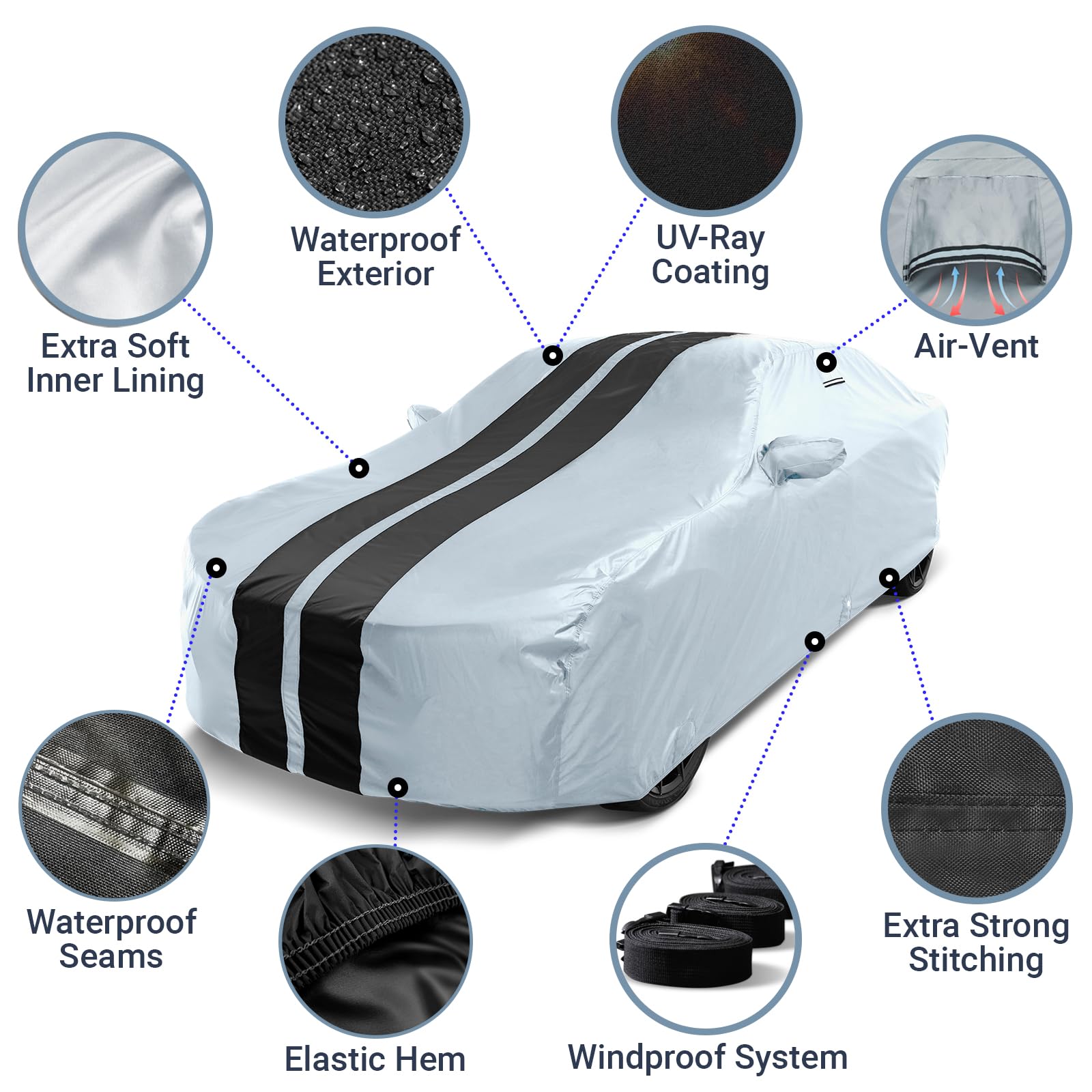 iCarCover Premium Plus Car Cover Waterproof All Weather Rain Snow UV Sun Protection, 350Z, 370Z, Supra, XLR Roadster, Prelude, S