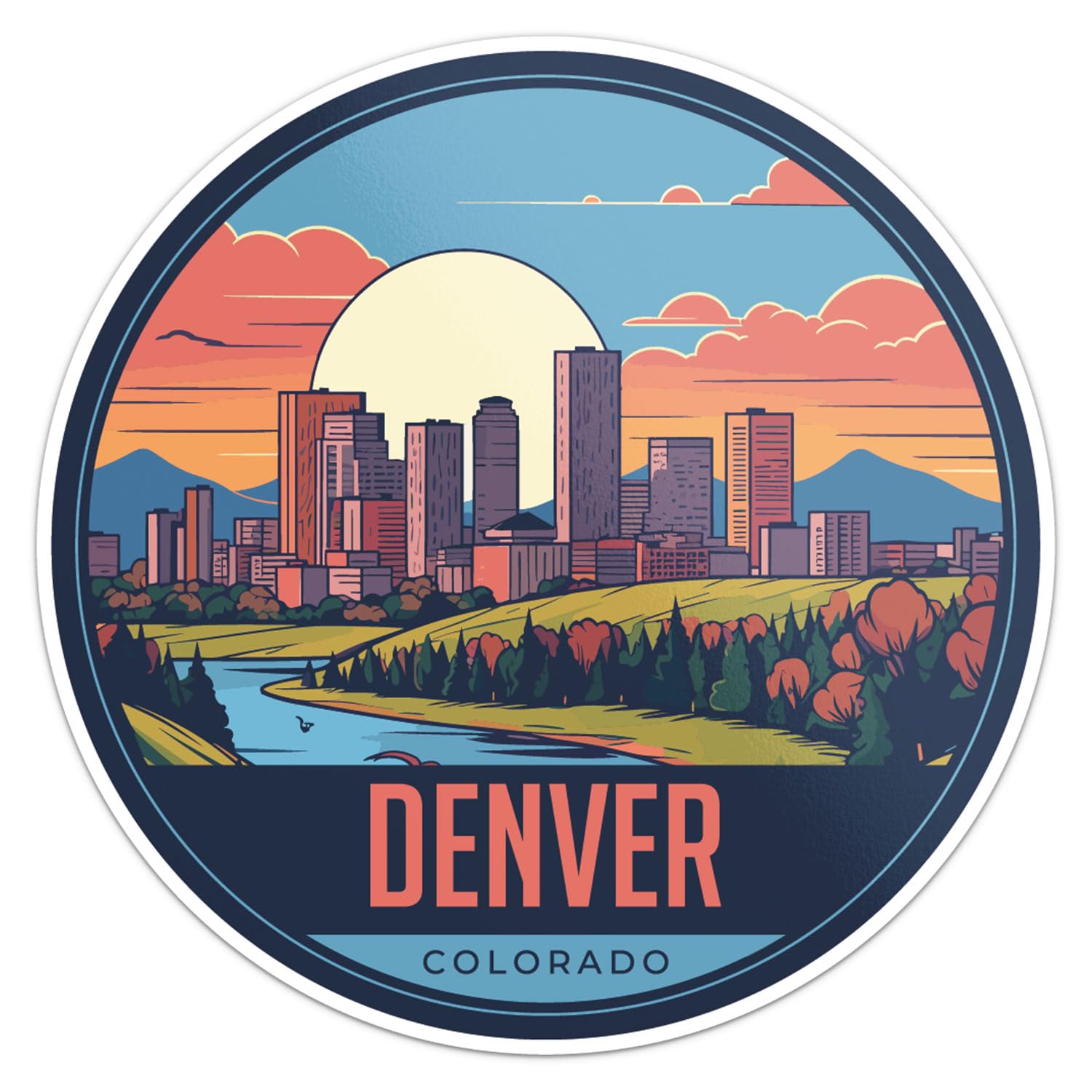 Denver City Sticker - Waterproof Vinyl Decal for Car Bumper, Laptop, Water Bottle, Wall, and Window, Size - 5'' Longer Side