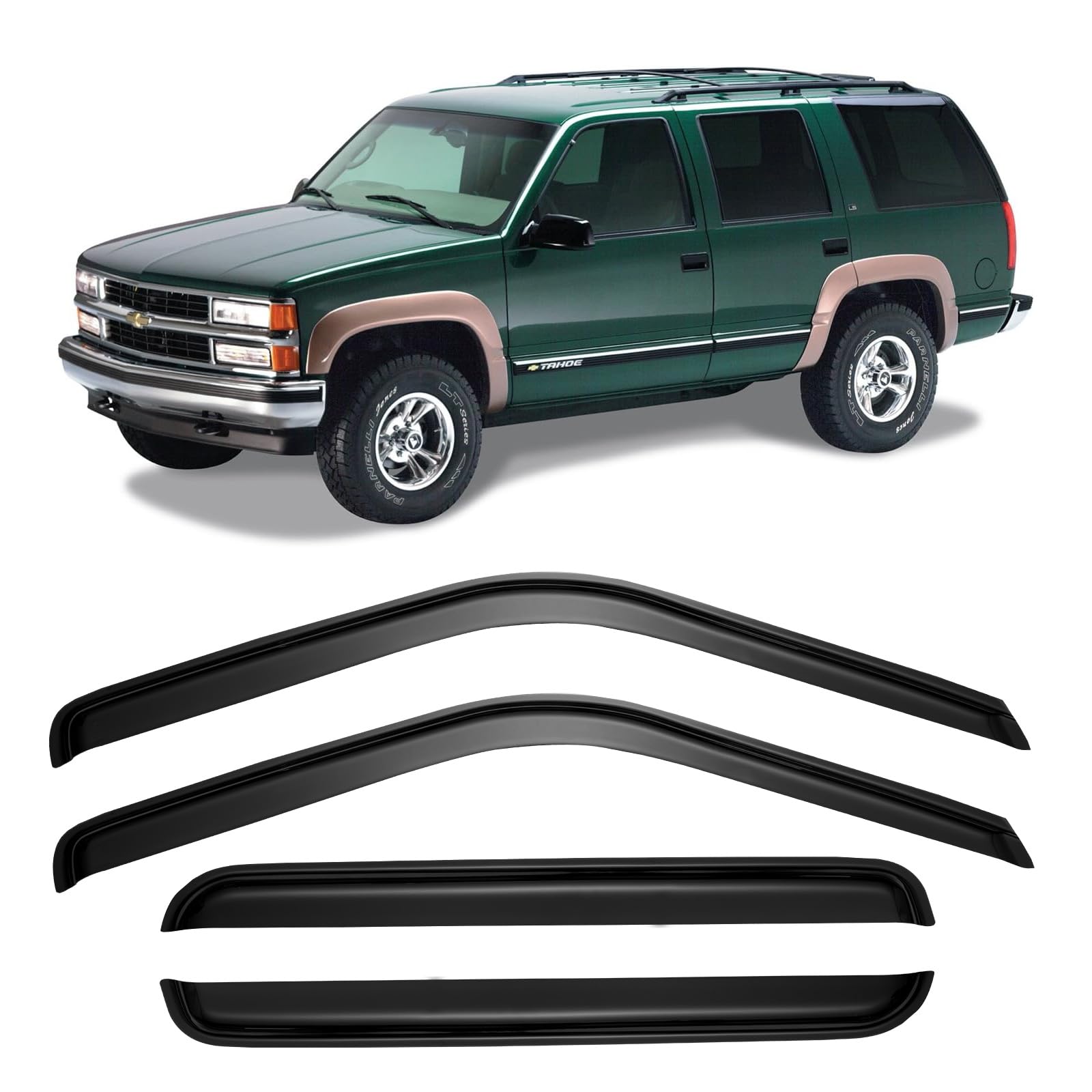 Cxdar Window Rain Guards For 1995-2000 Chevy Tahoe/Gmc Yukon, Window Wind Deflectors Shield Vent Visor For 1992-1999 Chevy/Gmc C/K1500 2500 Suburban, 1992-2000 Chevy/Gmc Sierra C/K3500