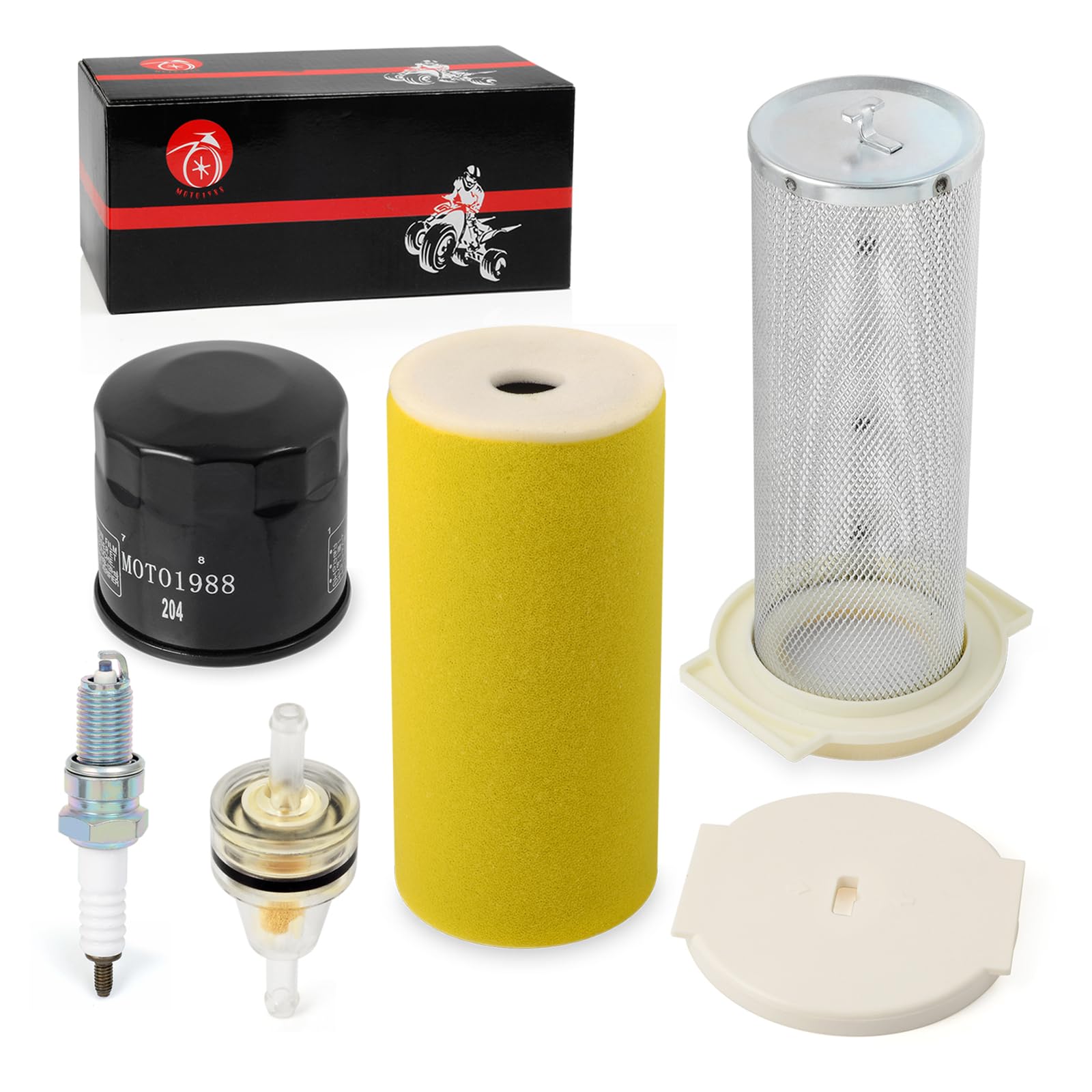MOTO1988 Air Filter Kit for Yamaha KODIAK 400 YFM400 (2000-2002) - Includes Guide, End Cap, Fuel Oil Filter, Spark Plug