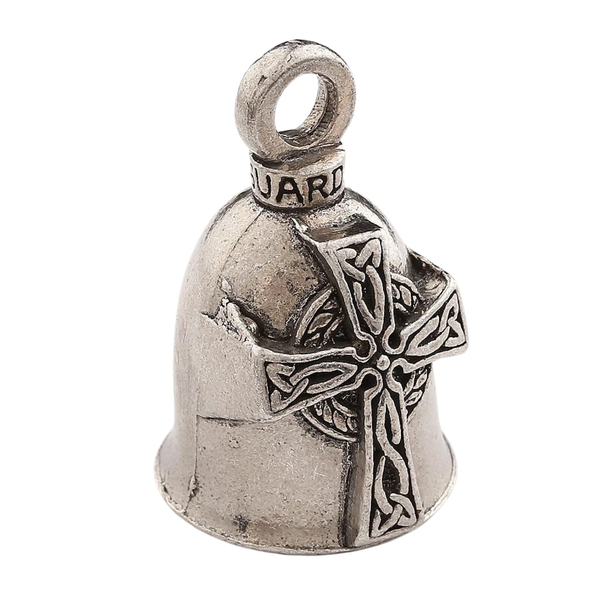 Guardian Bell Celtic Cross Good Luck Bell W/Keyring & Black Velvet Gift Bag | Motorcycle Bell | Lead-Free Pewter | Good Luck Gif