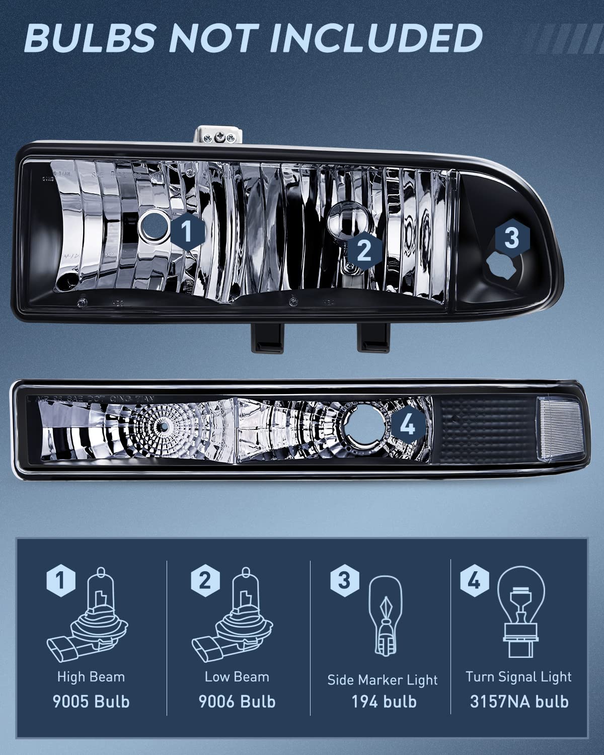 Nilight Headlight Assembly for 1998 1999 2000 2001 2002 2003 2004 2005 Chevy Blazer Headlights 1998-2004 Chevrolet S10 Pickup Replacement Headlamp Housing Bumper Lights, 2 Years Warranty