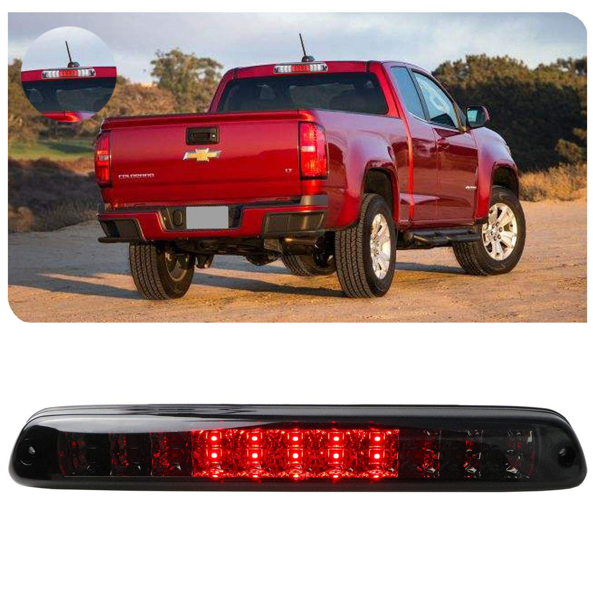 Replacement For 04-12 Chevy Colorado 04-12 Gmc Canyon Led High Mount Led 3Rd Tail Brake/Cargo Light (Chrome+Smoke)
