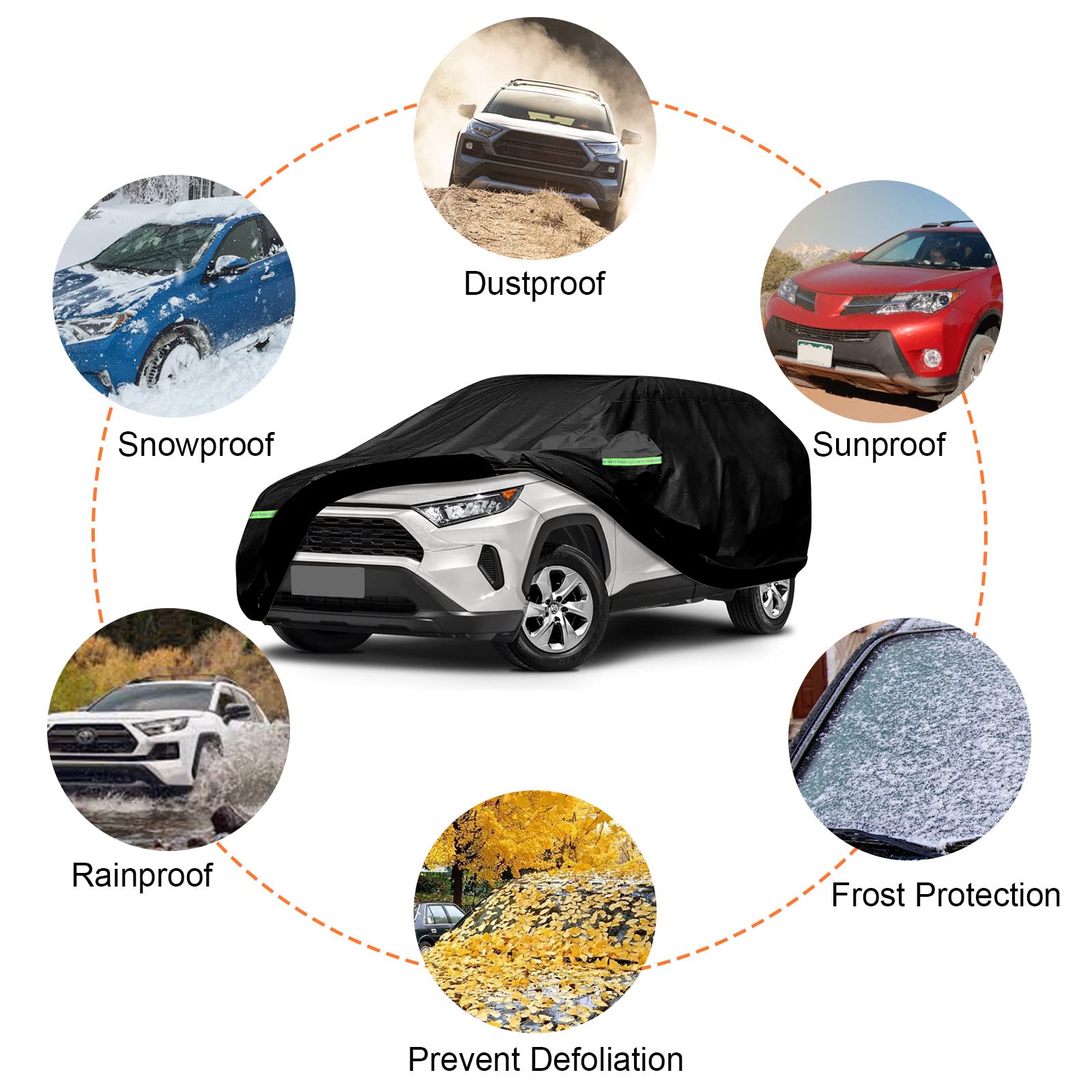 Car Covers Waterproof All Weather Replace For 2013-2025 Toyota Rav4, 6 Layers Custom-Fit Outdoor Full Car Covers With Zipper Doo