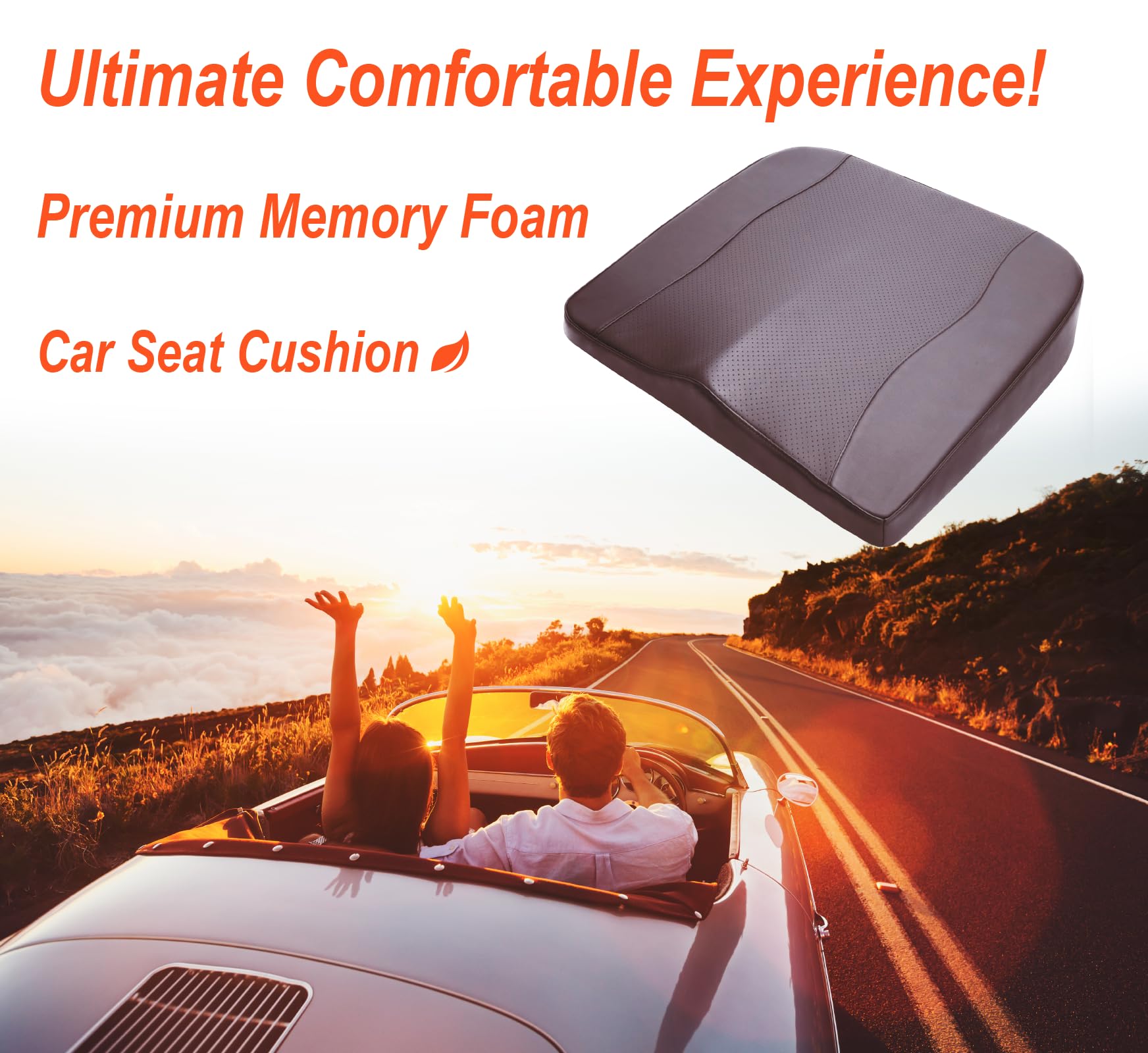 Car Seat Cushion, Comfort Memory Foam Car Cushions For Driving - Sciatica & Lower Back Pain Relief, Seat Cushion For Car Seat Dr