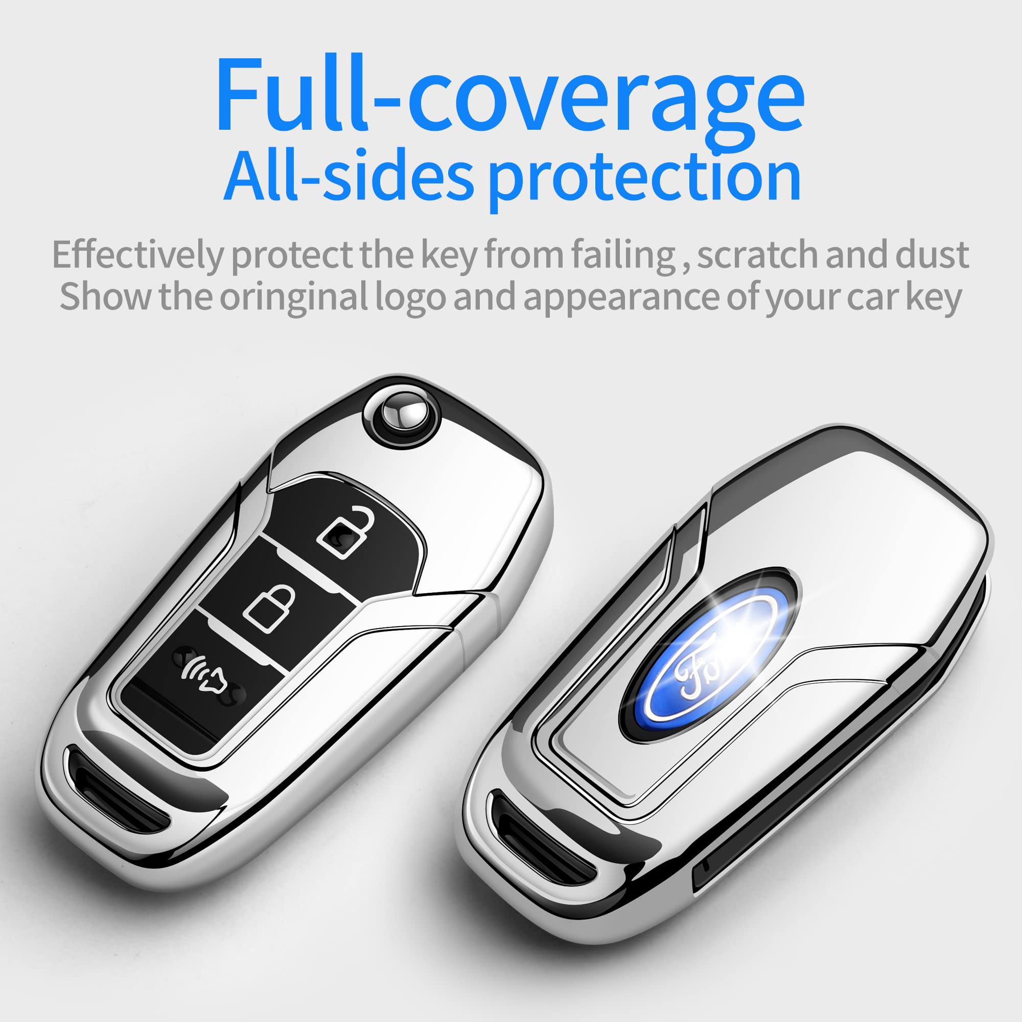 Tukellen For Ford Key Fob Cover Soft Tpu Full Protection Key Shell Key Case Compatible With Ford F150 F250 F350 F450 F550 Explor