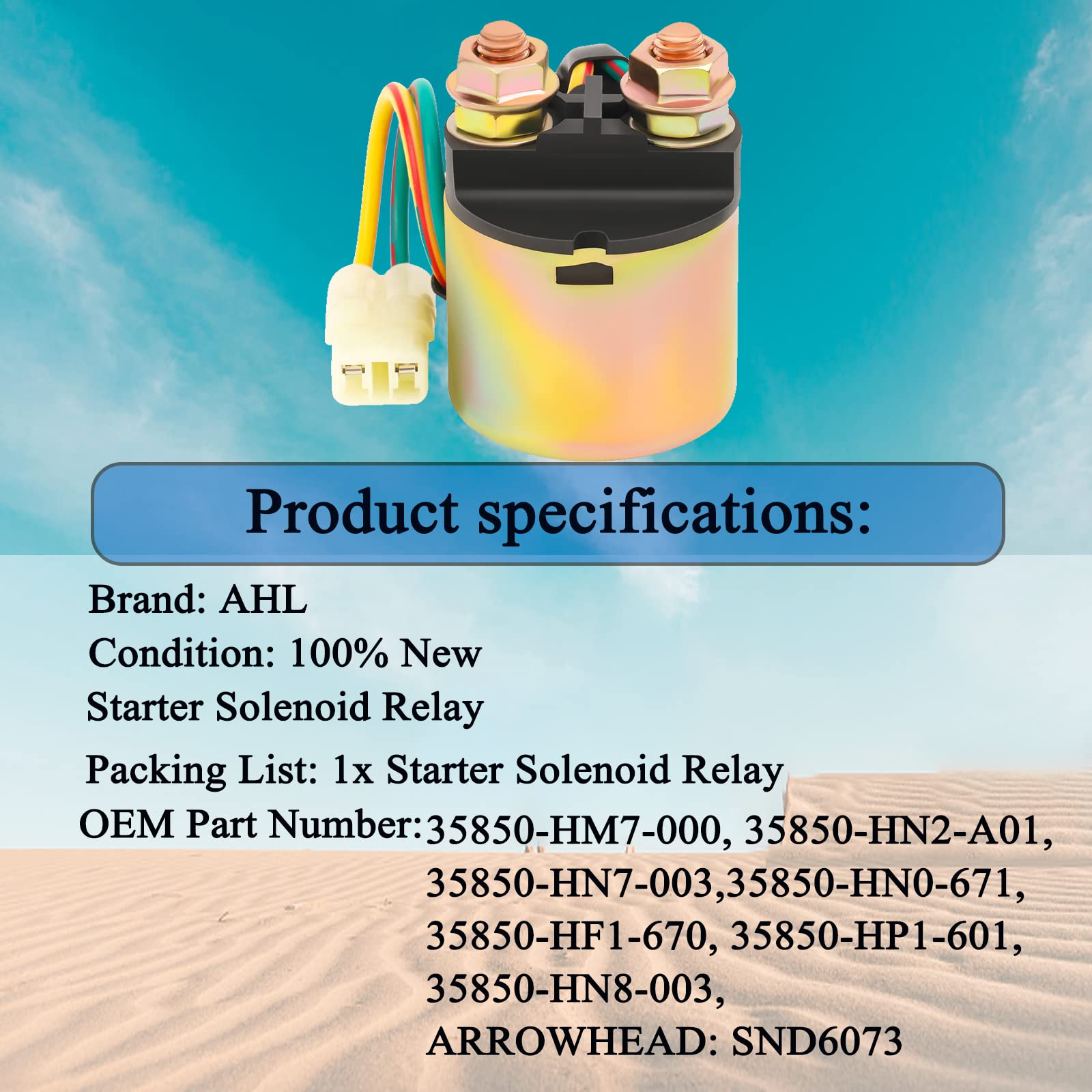 AHL Starter Solenoid Relay for Honda TRX400 Fourtrax Foreman 1995-2003 ATV - Black, Durable, High-Performance Replacement Part