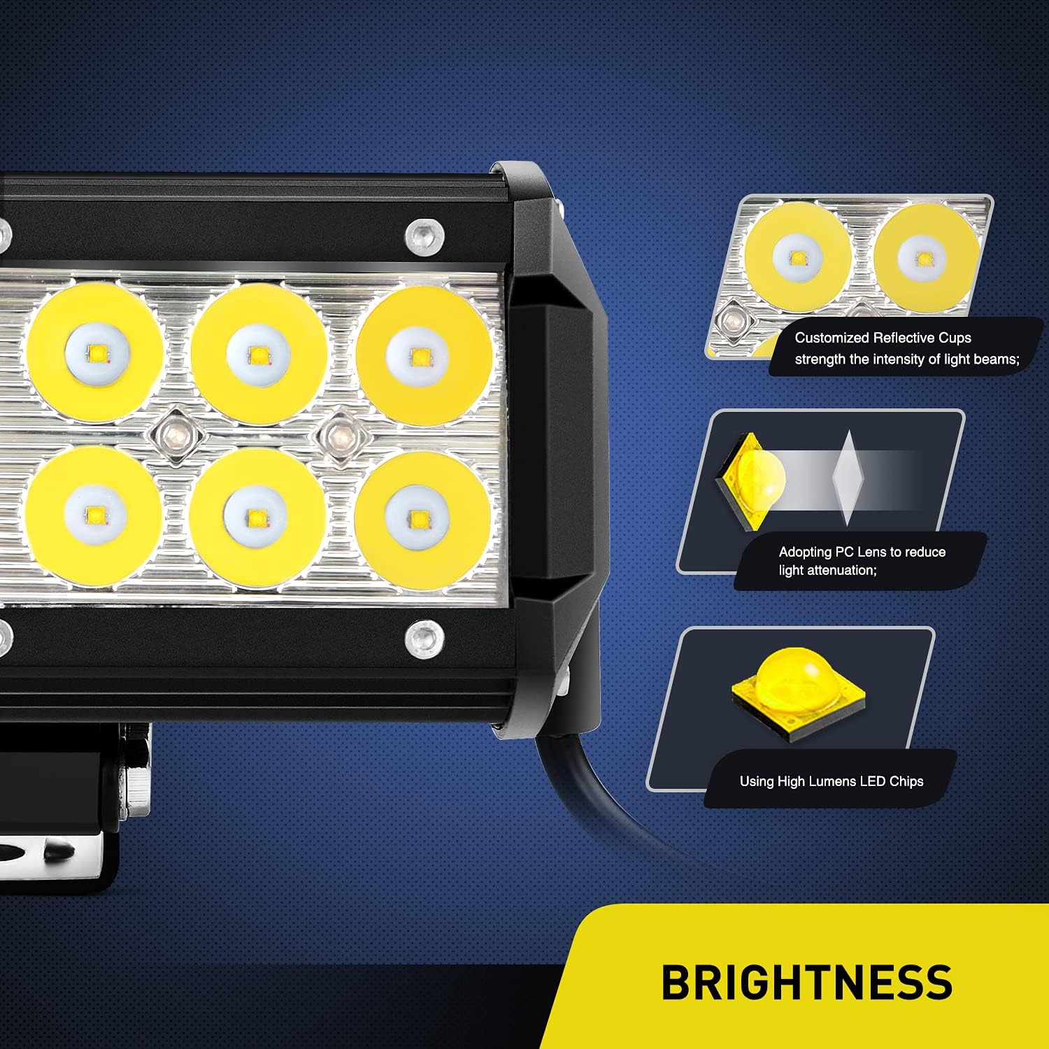 Nilight Led Light Bar 2Pcs 6.5 Inch 36W Spot Led Pods Led Off Road Driving Light With 16Awg Wiring Harness Kit-2 Leads