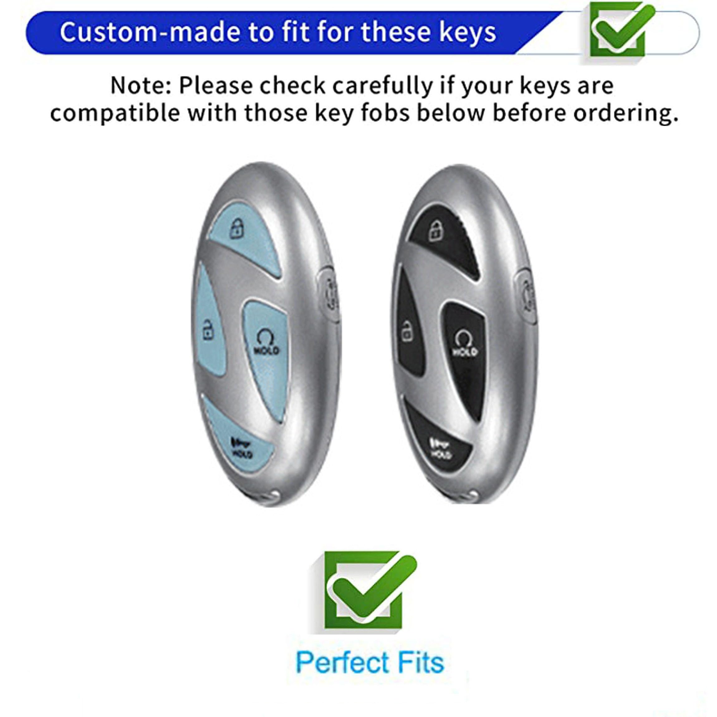 WENHENI for Hyundai Key Fob Cover Shell with Keychain Fit for Hyundai Ioniq 6 Grandeur GN7 KONA 2023 2024 Key (Black-silver-5b)