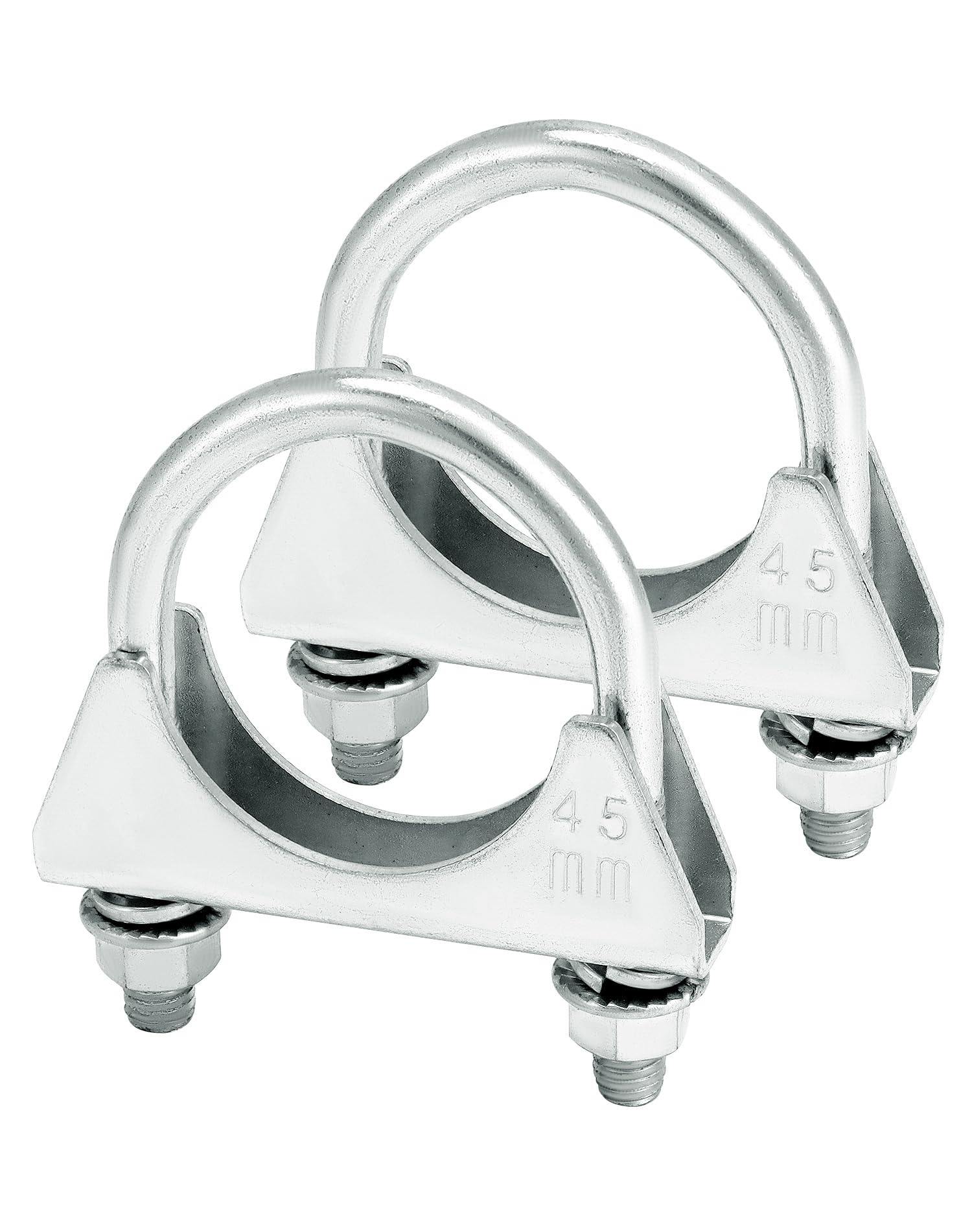 Qwork U-Bolt Muffler Tip Exhaust Hook, 2 Pack 1-3/4'' Od Universal Silencer Exhaust Clip, Steel Exhaust Pipe Clamp
