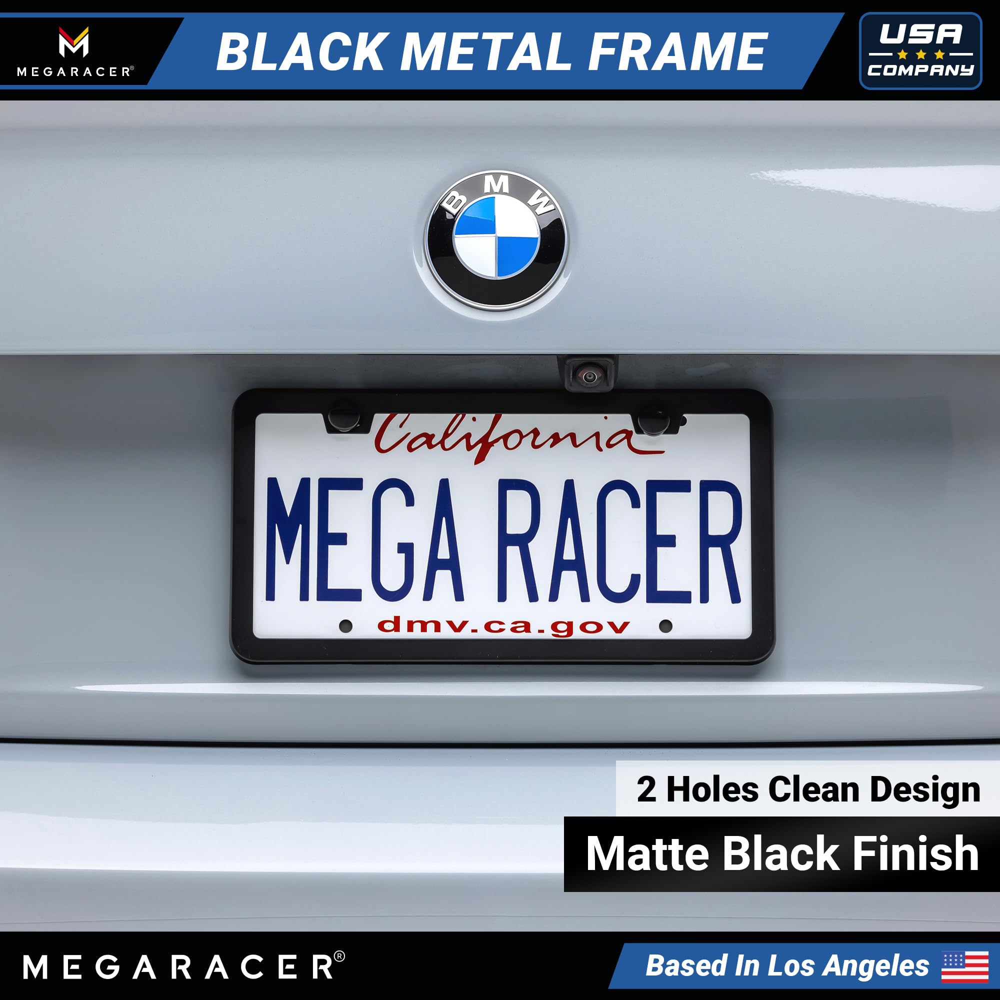 Slimline Matte Black License Plate Frame Metal | Screws Fits Bmw Tesla Mercedes Porsche Audi Lexus | Slim Thin Cool Licence Plat