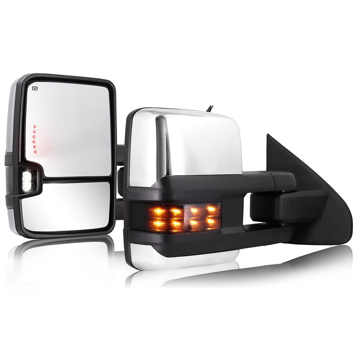 Towing Mirror Compatible With 2014-2018 Chevy Silverado Gmc Sierra 1500 2500 Hd 3500 Hd With Power Adjusted Heated Glass Running